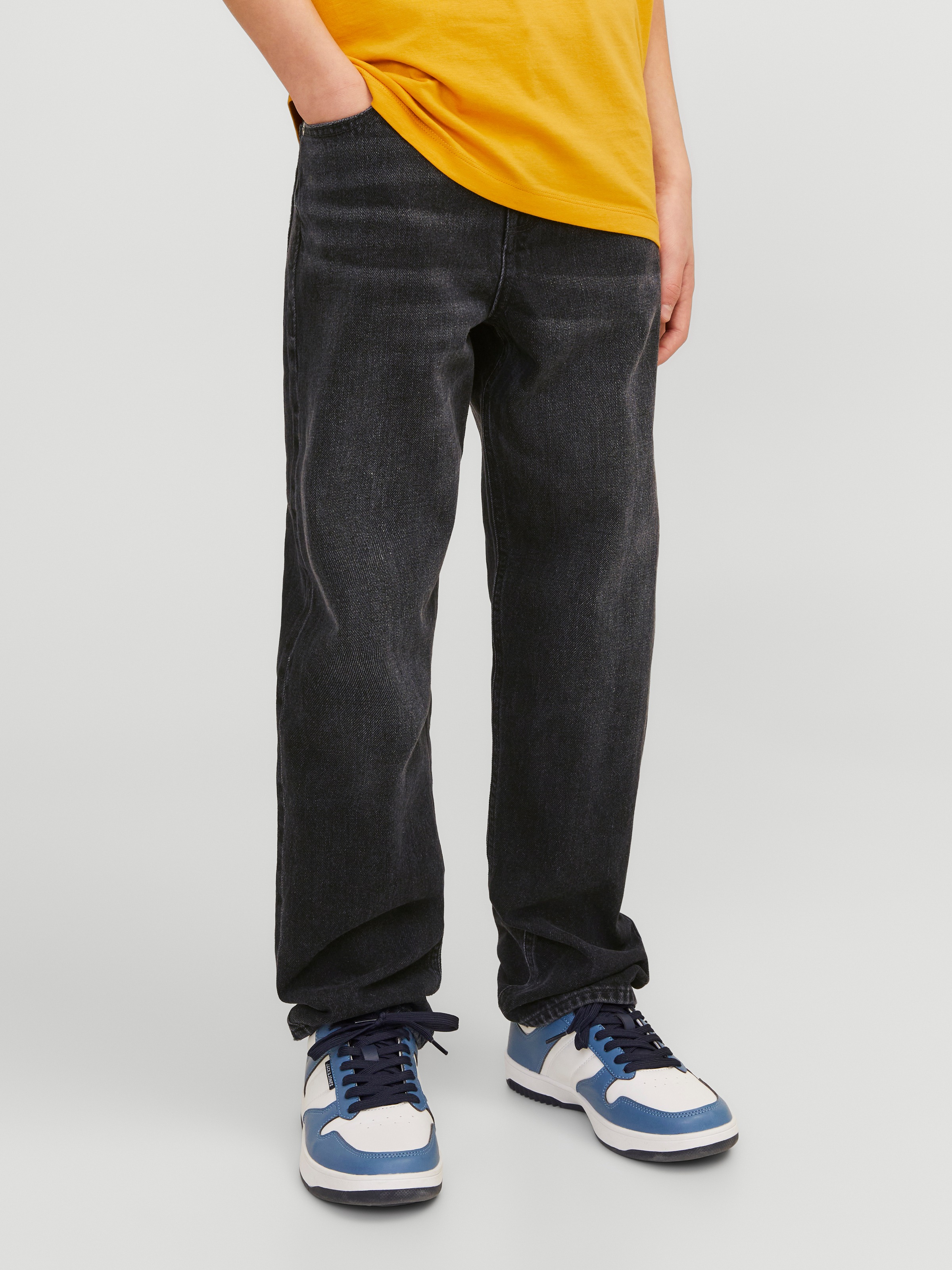 Jack & Jones Junior Relax-fit-Jeans "JJICHRIS bequem, pflegeleicht, mit Taschen" Abriebeffekte, modisch, loose fit, Denim