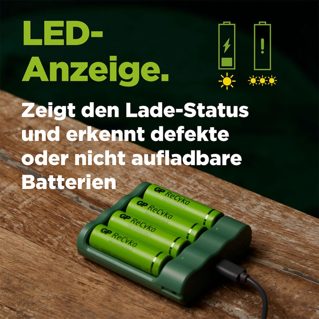 GP Batteries Akku-Ladestation »USB-Akkuladegerät B421 inkl. 4x ReCyko AA Akkus je 2100 mAh«