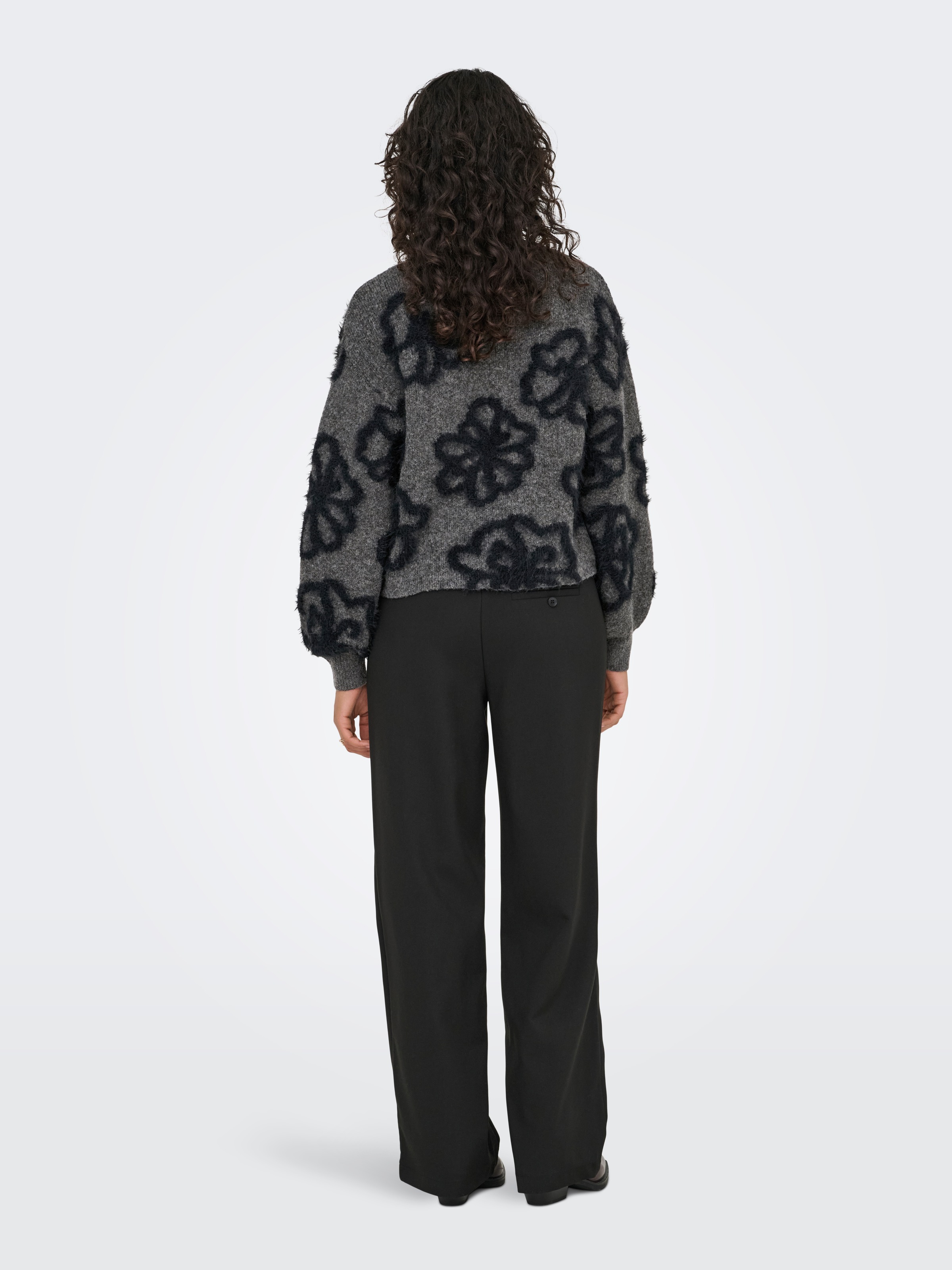 ONLY Strickpullover »ONLFELICIA LS SHORT O-NECK DETAIL KNT« Materialmix mit Wolle und Stretch, loose fit, Strick-Details