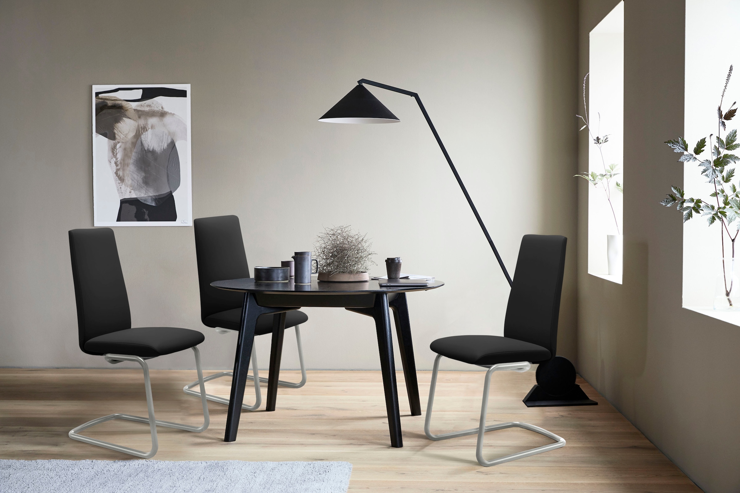 Stressless Polsterstuhl "Laurel" () High Back, Größe M, mit Beinen aus Stahl in Schwarz matt
