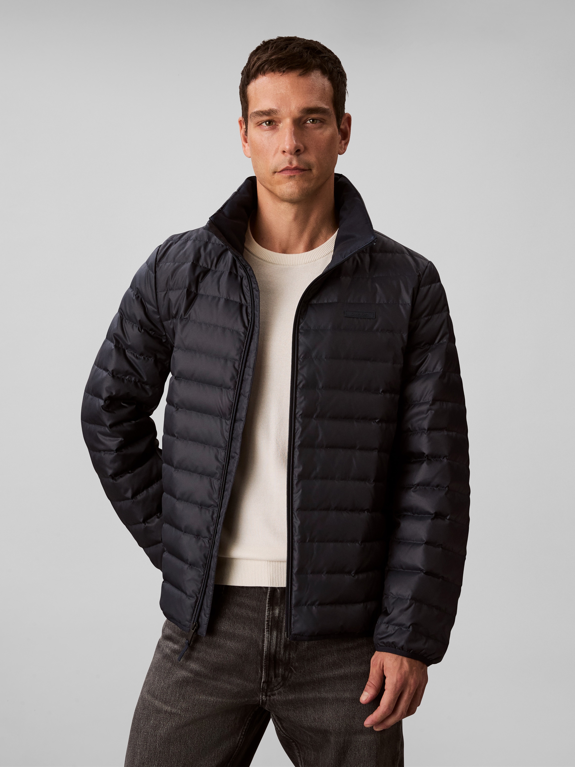 Calvin Klein Steppjacke »LS LT WT NYLN CHNNLD«, ohne Kapuze, Mit Rundhalsausschnitt