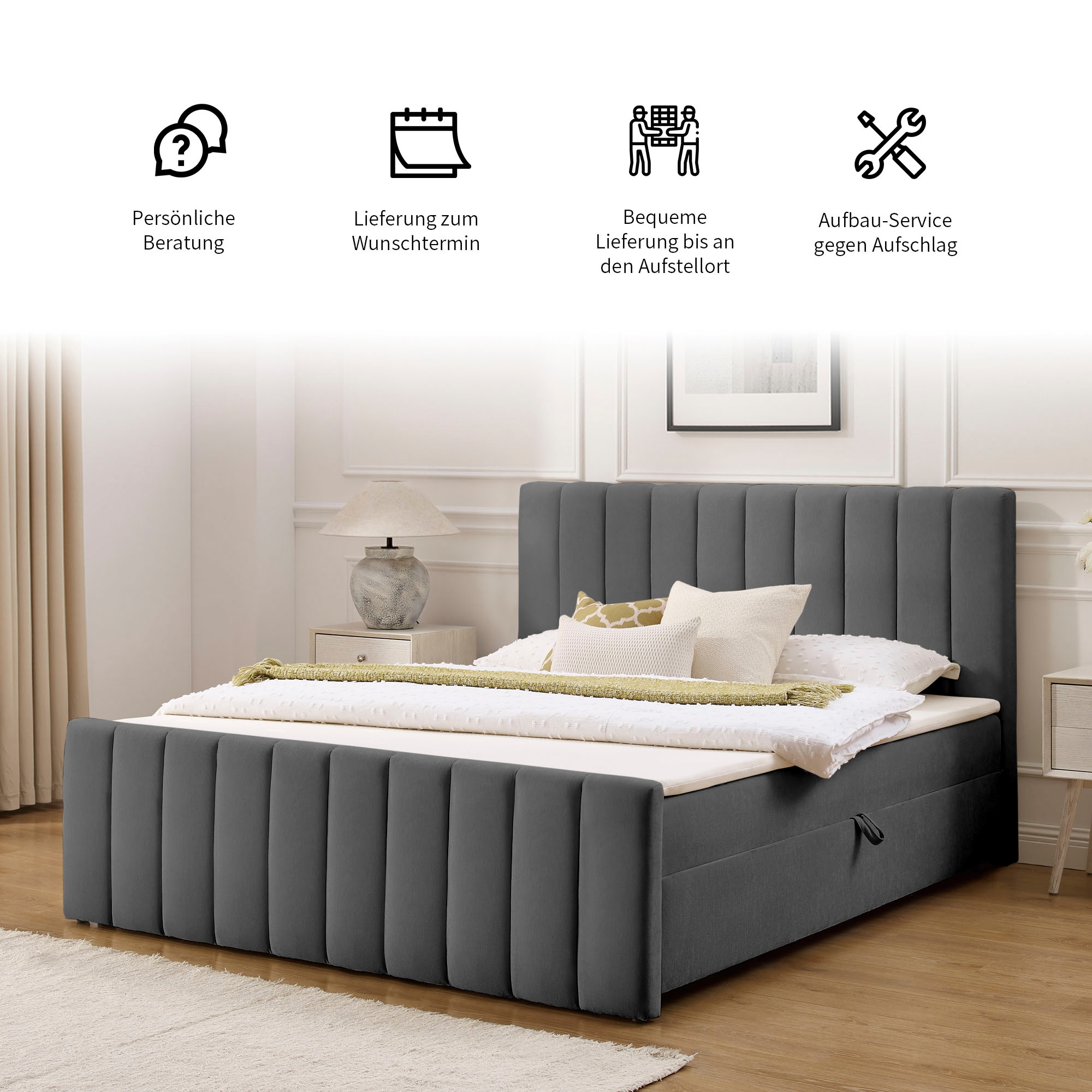OTTO home Boxbett »Yanna inkl. Bettkasten und Topper, Liegefläche 180x200cm« erhältlich in der Größe 180x200 cm