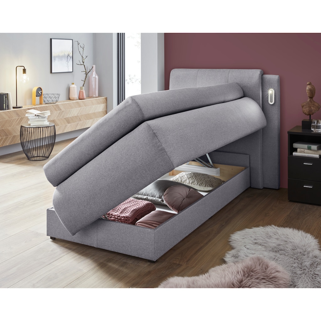 COLLECTION AB Boxspringbett »Borna«, inklusive Bettkasten, LED-Beleuchtung und Topper