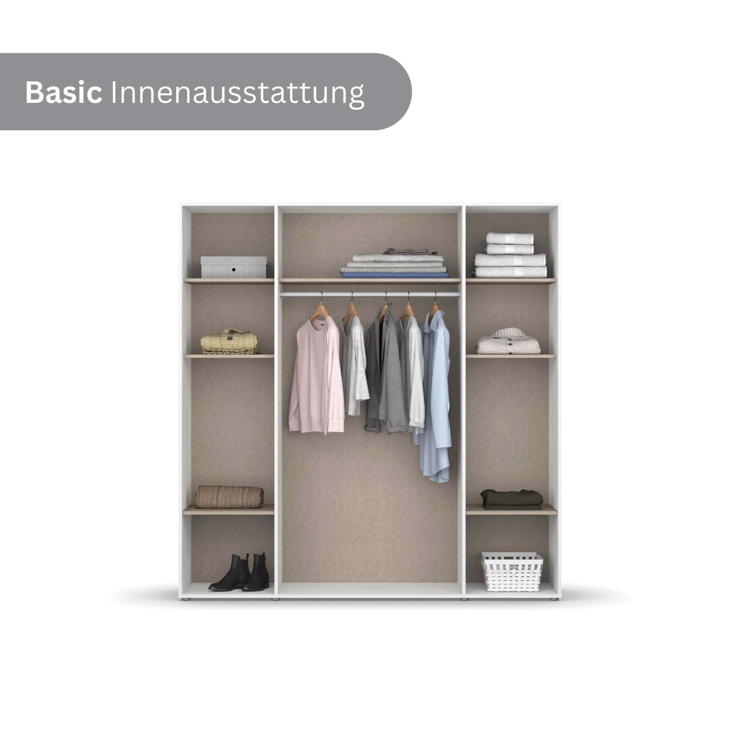 rauch Kleiderschrank »VOYAGER Otto´s Choice Garderobe Wäscheschrank TOPSELLER Schlafzimmer«, (in 3 verschiedenen Ausstattungen BASIC/CLASSIC/PREMIUM), Schrank mit modernen Griffen in viel Stauraum MADE IN GERMANY