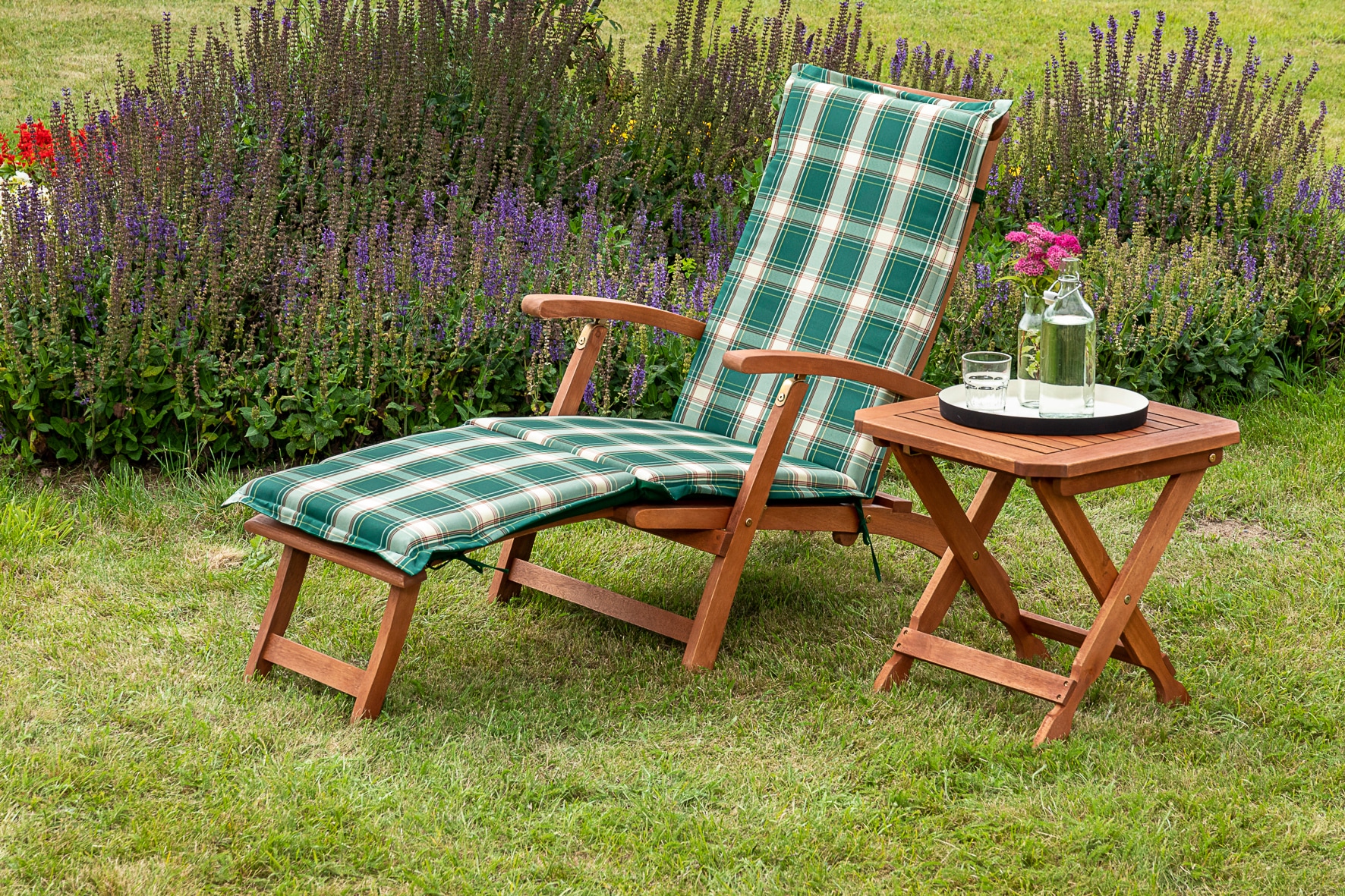 MERXX Gartensessel "Deckchair" Set, 1x Sessel, 1x Auflage, 1x Klapphocker, günstig online kaufen