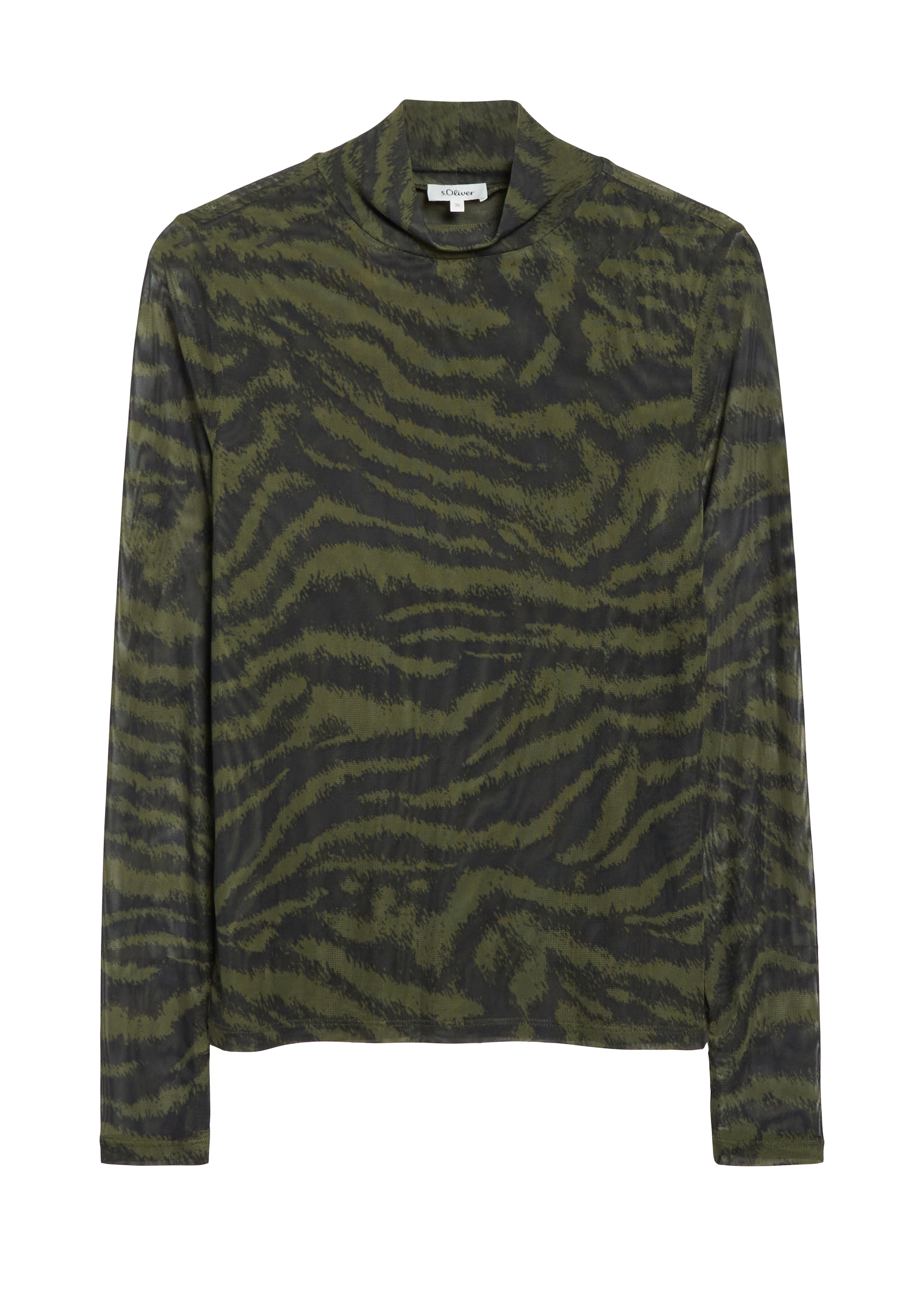 s.Oliver Langarmshirt mit Stehkragen und Animal-Print / Stretch