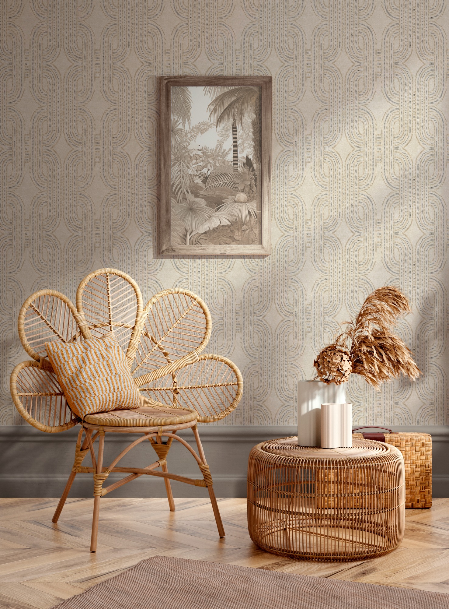 A.S. Création Vliestapete »French Affair Grafik-Tapete -Effekt Mustertapete Struktur Kunst«, leicht glänzend, Vliestapete geometrisch für Schlafzimmer Küche Wohnzimmer Grafik Flur