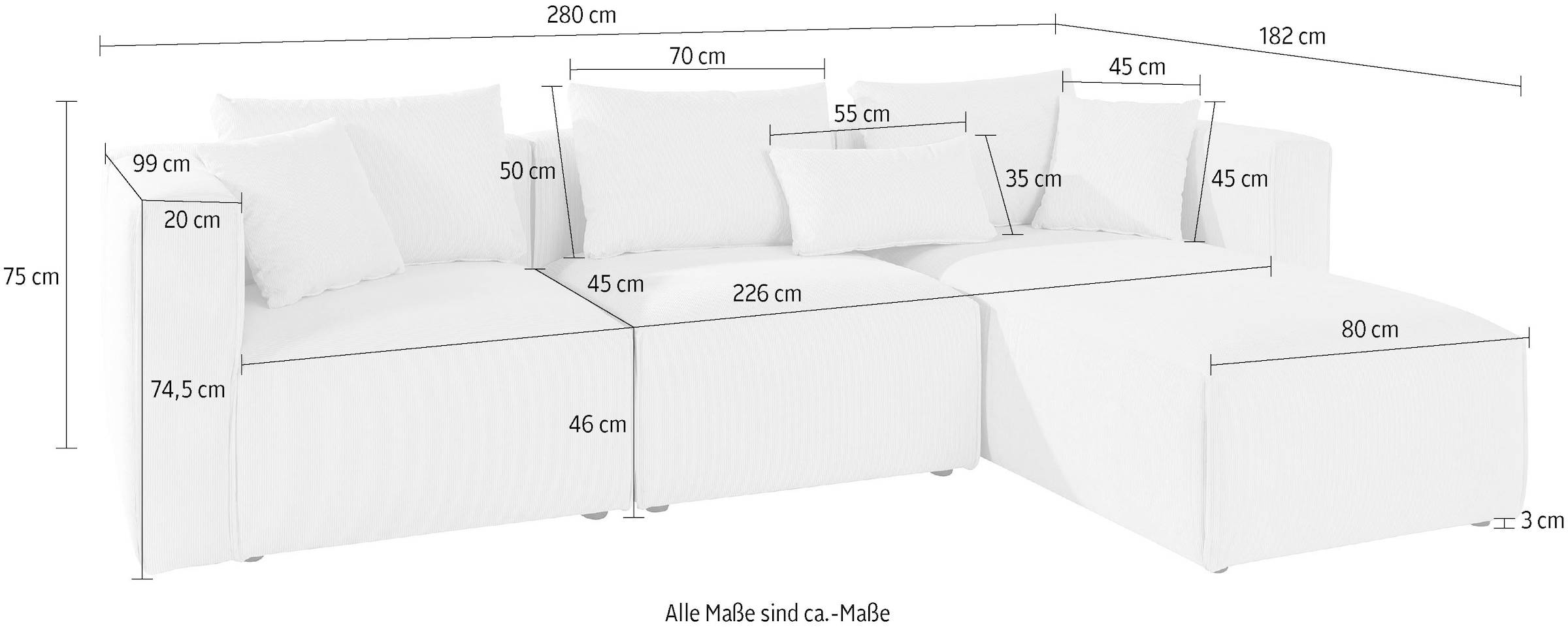 Guido Maria Kretschmer Home&Living Ecksofa »Comfine L-Form«, zusammengesetzt aus Modulen, 3 Bezugsqualitäten und viele Farben