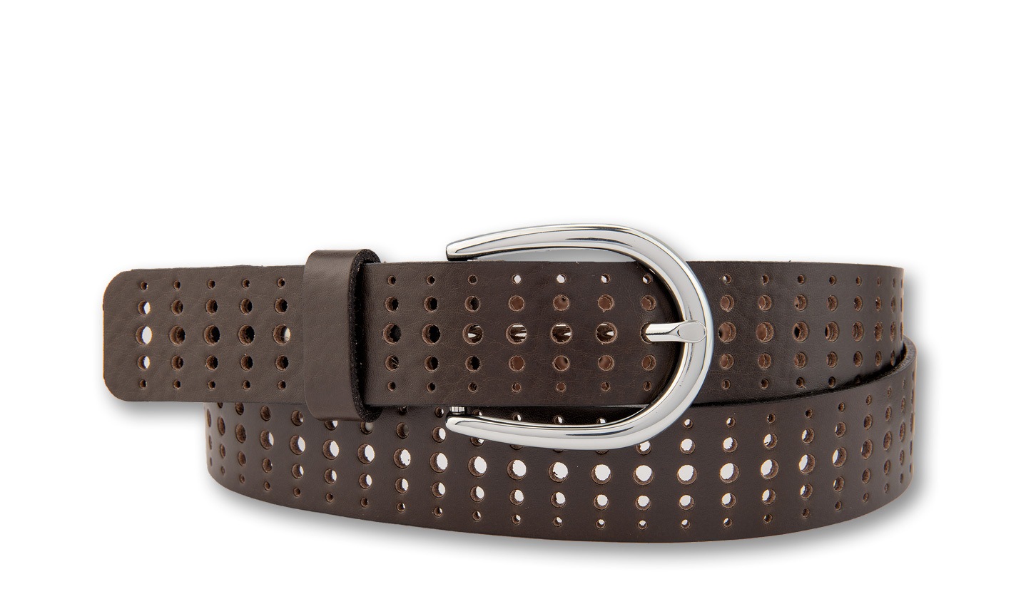 BERND GÖTZ Ledergürtel "Ledergürtel mit Lochprägung & silberglänzender Halb günstig online kaufen