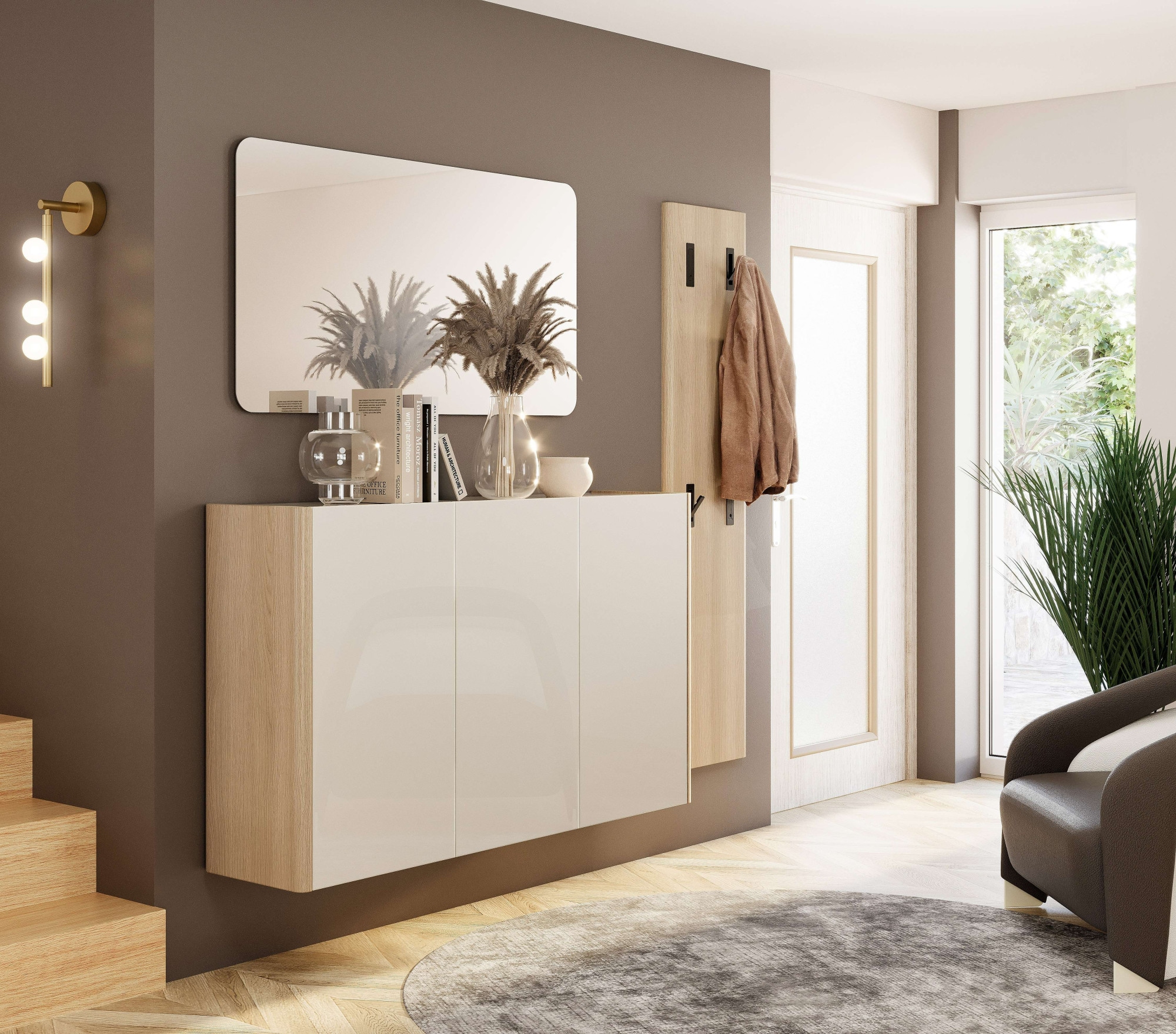 Home affaire Hängeschuhschrank »DILLON, Schuhschrank,Schuhkommode, Schuhregal, Schuhkipper« 1 Stk. tlg. Breite 141 cm, hängend, 3 Türen, Hochglanz lackiert, Made in Italy