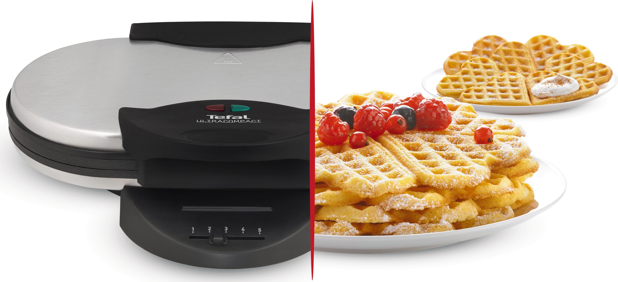 Tefal Waffeleisen "WM311D" 1200 W 2 Herzwaffeln gleichzeitig, stufenloser T günstig online kaufen