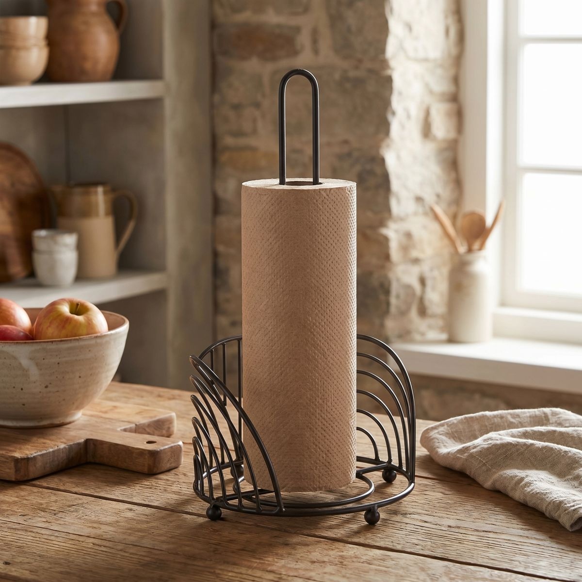 Ambiente Haus Küchenrollenhalter "Küchenrollenständer in schwarz (H) 35cm" Papiertuchhalter