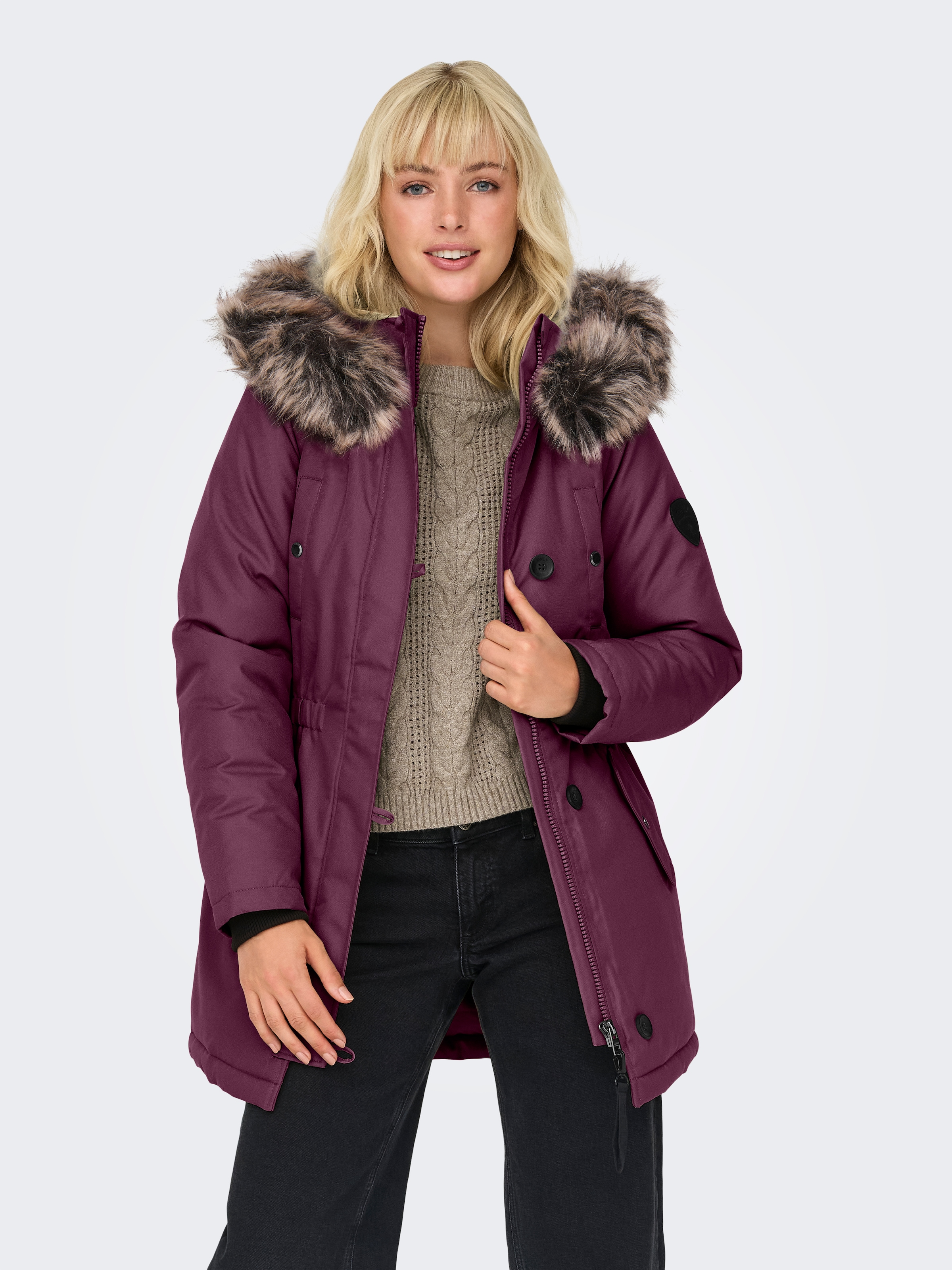ONLY Parka "ONLIRIS FUR WINTER PARKA LIFE CC OTW" mit Kapuze mit verdeckter günstig online kaufen