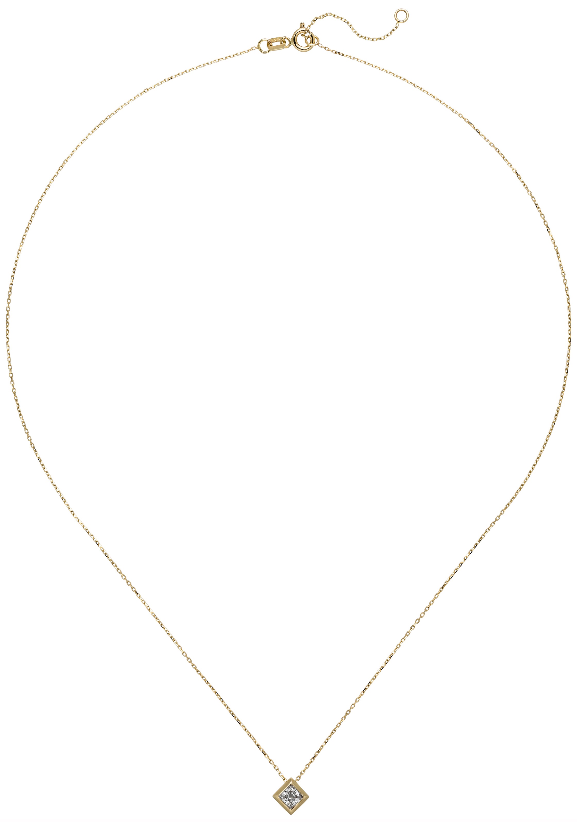 JOBO Kette mit Anhänger »Viereck 7,9 mm mit Zirkonia« 8 Karat 333 Gold 45 cm