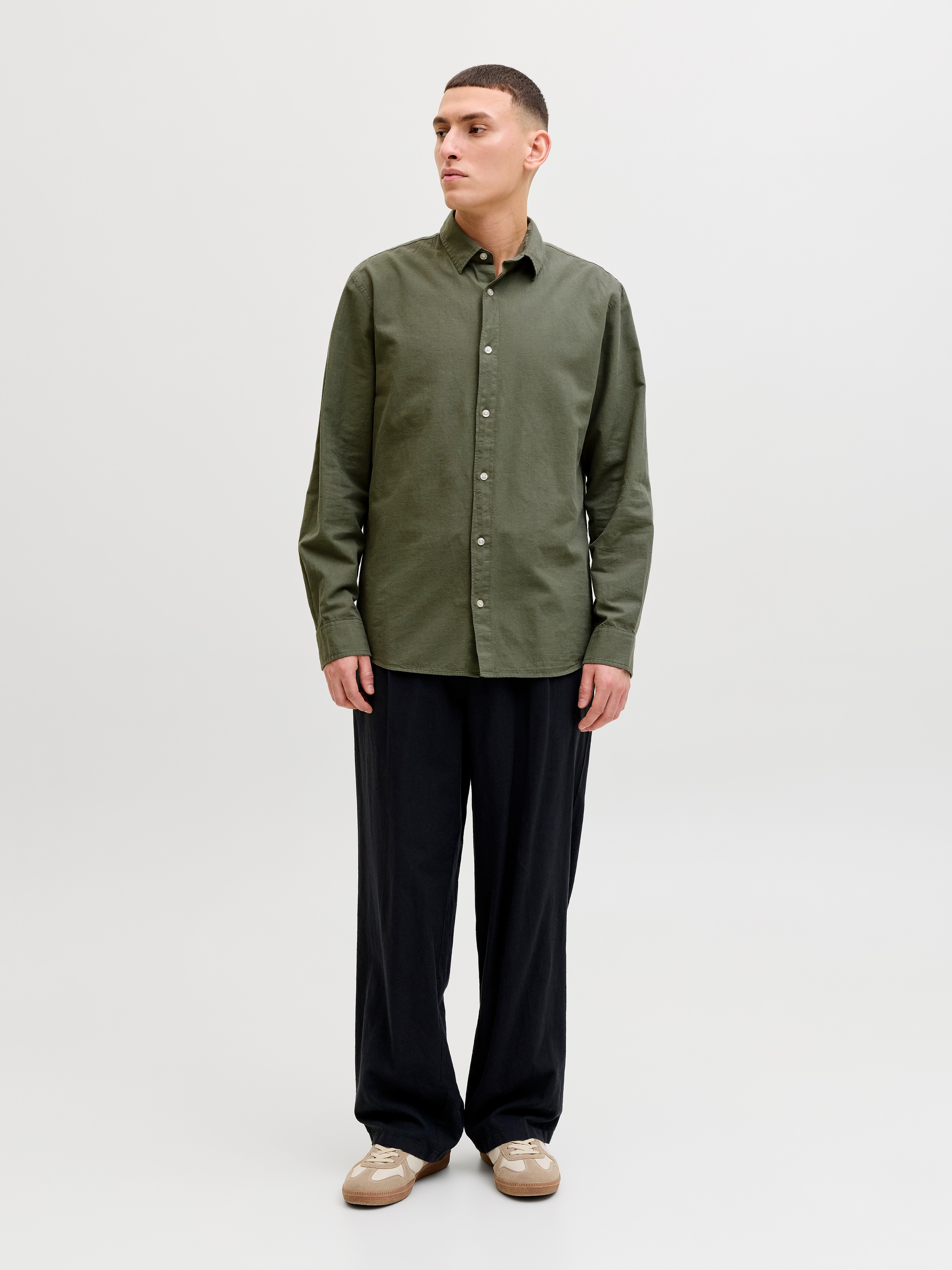 Jack & Jones Langarmhemd »JJEBREEZE LINEN BLEND SHIRT L/S SN« mit Knopfleiste