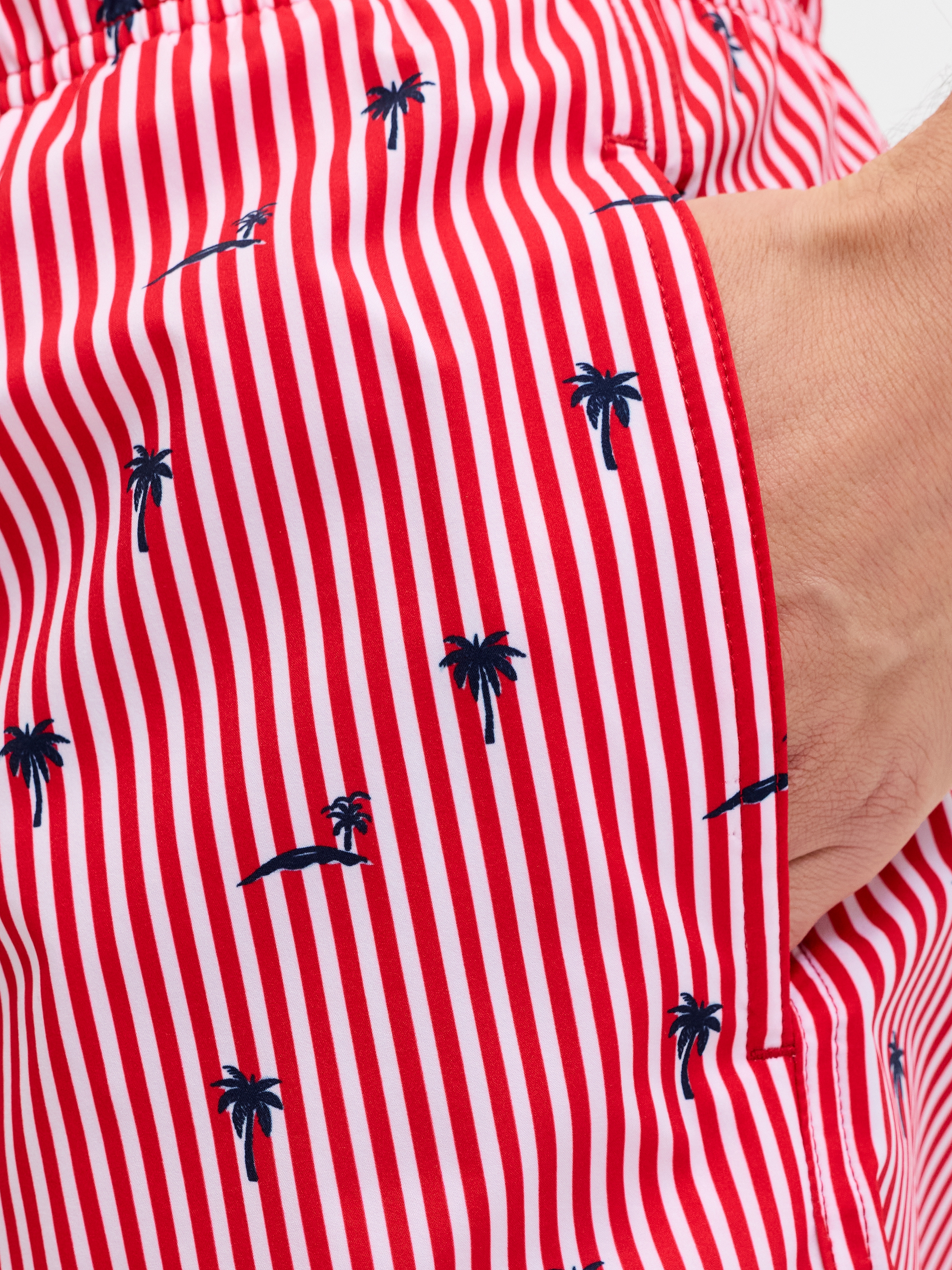 Jack & Jones Badeshorts »JPSTMAUI BREEZE MINI STRIPE SWIM SRT SN« Kunstfaser, normal geschnitten