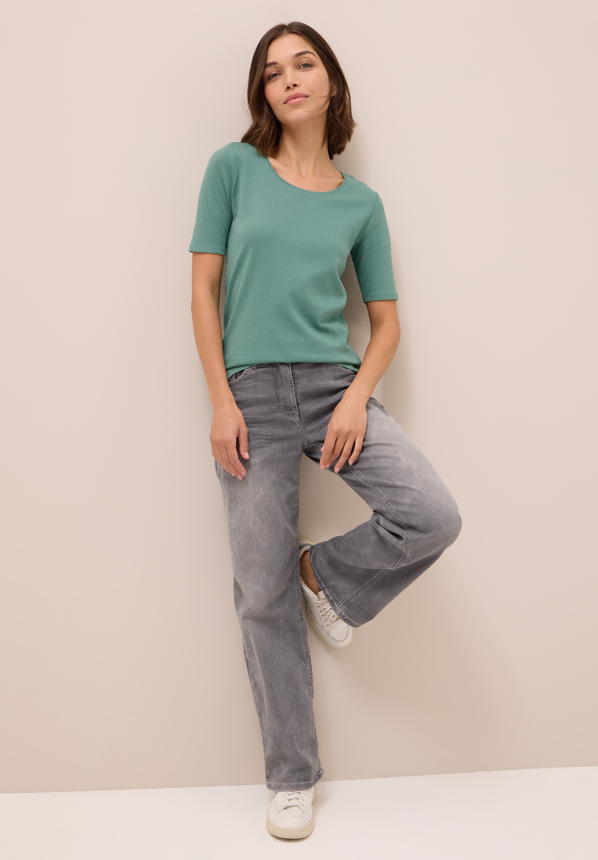Cecil Rundhalsshirt »Style Lena«, mit Halbärmeln