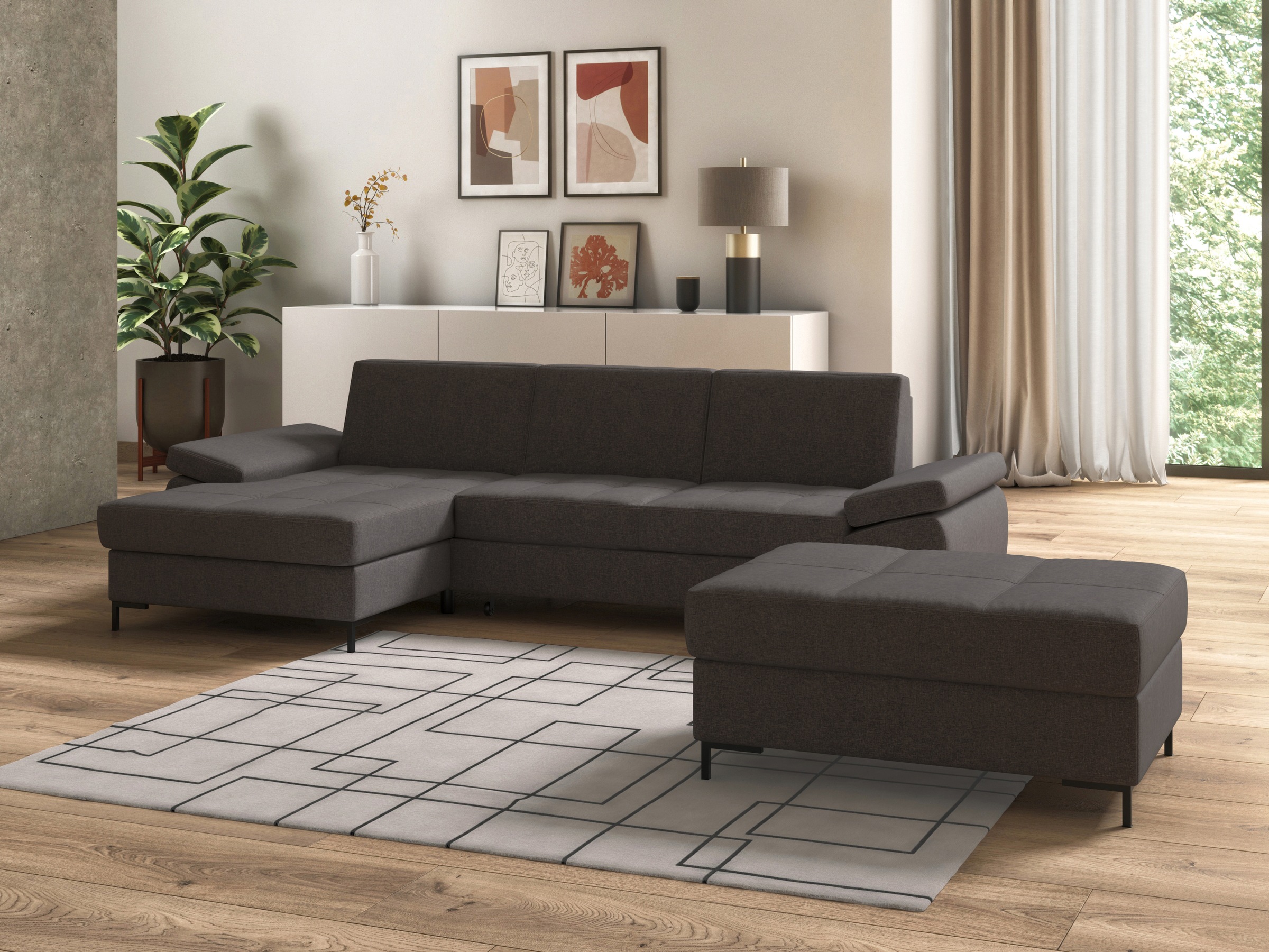 DOMO collection Ecksofa »Capelo L-Form«, mit Armteilverstellung, wahlweise mit Bettfunktion, Federkern