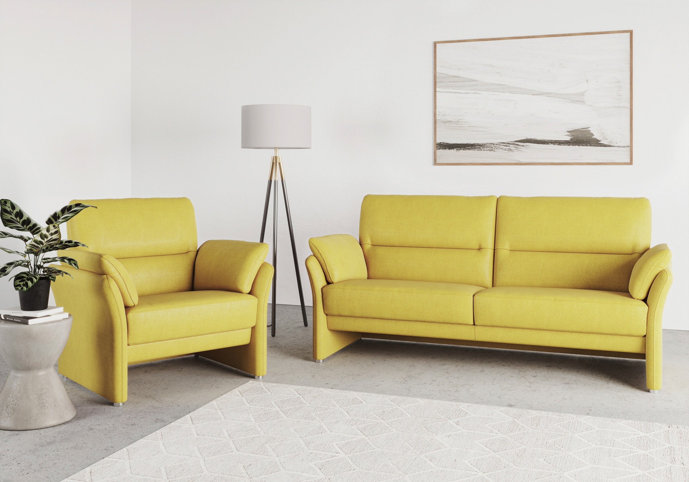 DOMO collection Sessel »Pina elegant und zeitloser Clubsessel, bequemer Cocktailsessel«, Hoher Sitzkomfort, Microfaser hochflorig, senf