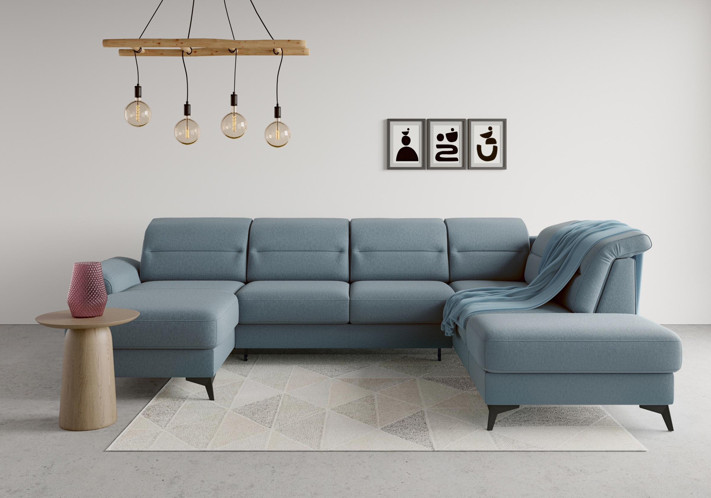 sit&more Wohnlandschaft "Sinatra U-Form" optional mit Kopfteilverstellung und Armteilfunktion, Metallfüße