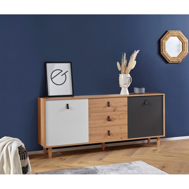 Homexperts Sideboard »Bristol«, Breite 120 cm oder 180 cm, mit massiven  Eichefüßen | BAUR