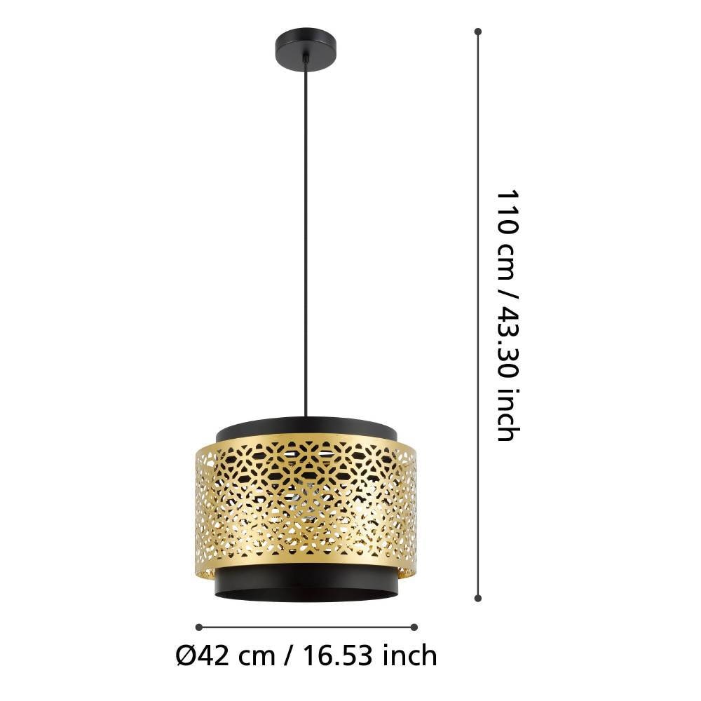 EGLO Hängeleuchte »SANDBACH Pendellampe, Stahl, E27, IP20, Wohnzimmerlampe, Retro, Lampe«, 1 flammig, Leuchtmittel E27 | ohne Leuchtmittel, Hängeleuchte, H110 x Ø42 cm, schwarz, messing, 1X40W exkl.