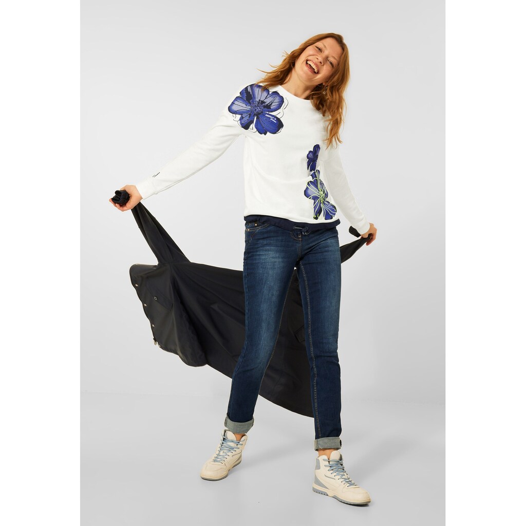 Damenmode Shirts & Sweatshirts Cecil Sweatshirt, mit Blumenmotiv creme Damenmode Shirts & Sweatshirts Cecil Sweatshirt, mit Blumenmotiv creme