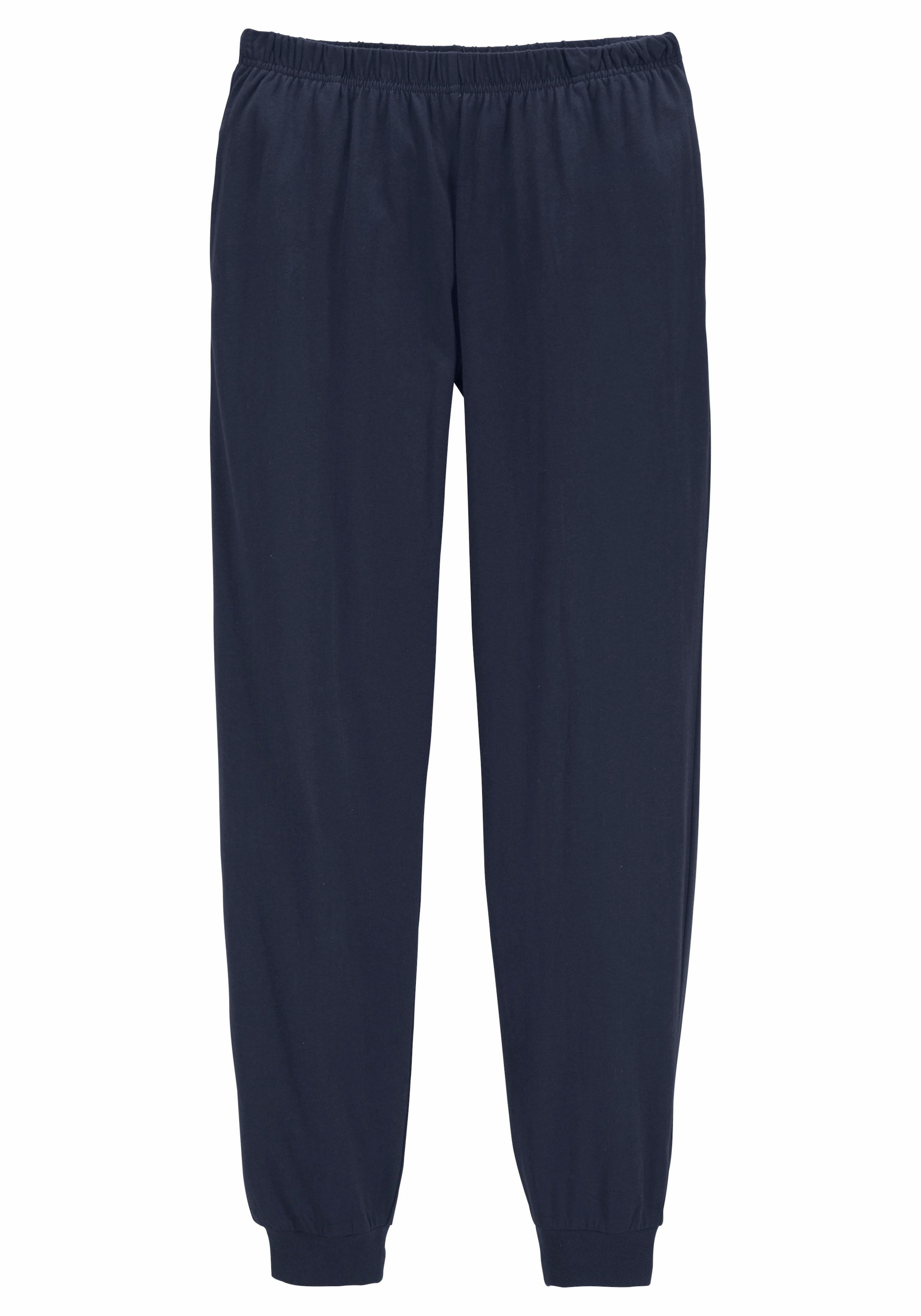 le jogger® Pyjama, (2 tlg., 1 Stück), Schlafanzug mit zweifarbig gestreiftem Oberteil