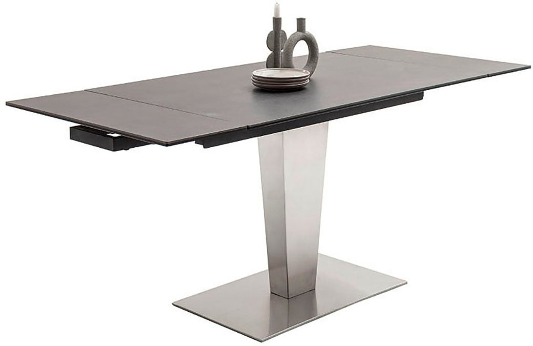 MCA furniture Esstisch »PESARO Auszugstisch mit Säule 120-180 cm«, (Einzelstück), Keramik,Edelstahl,Stirnauszug,ausziehbar,Tischplatte 14 mm