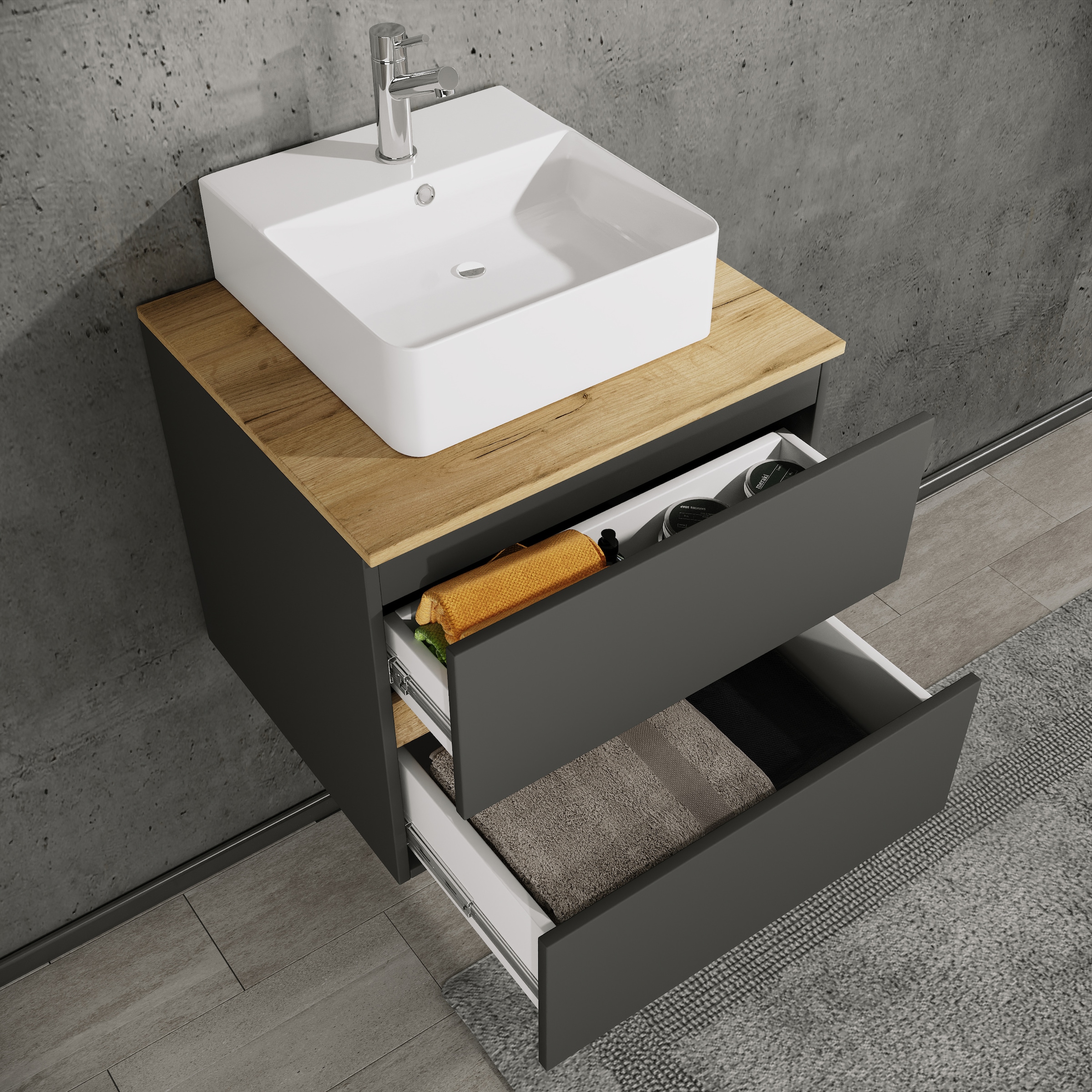 VCM Waschtisch »5 tlg. Badmöbel-Set mit Waschbecken Cosila-A 60 cm« 5 Stk. tlg.