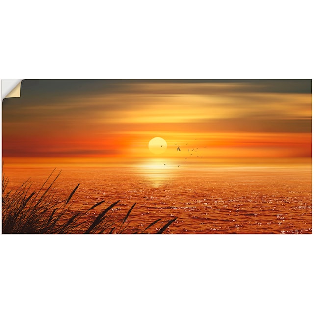 Artland Wandbild »Sonnenuntergang über dem Meer«, Sonnenaufgang &  -untergang, (1 St.), als Leinwandbild, Wandaufkleber oder Poster in versch.  Größen bestellen | BAUR