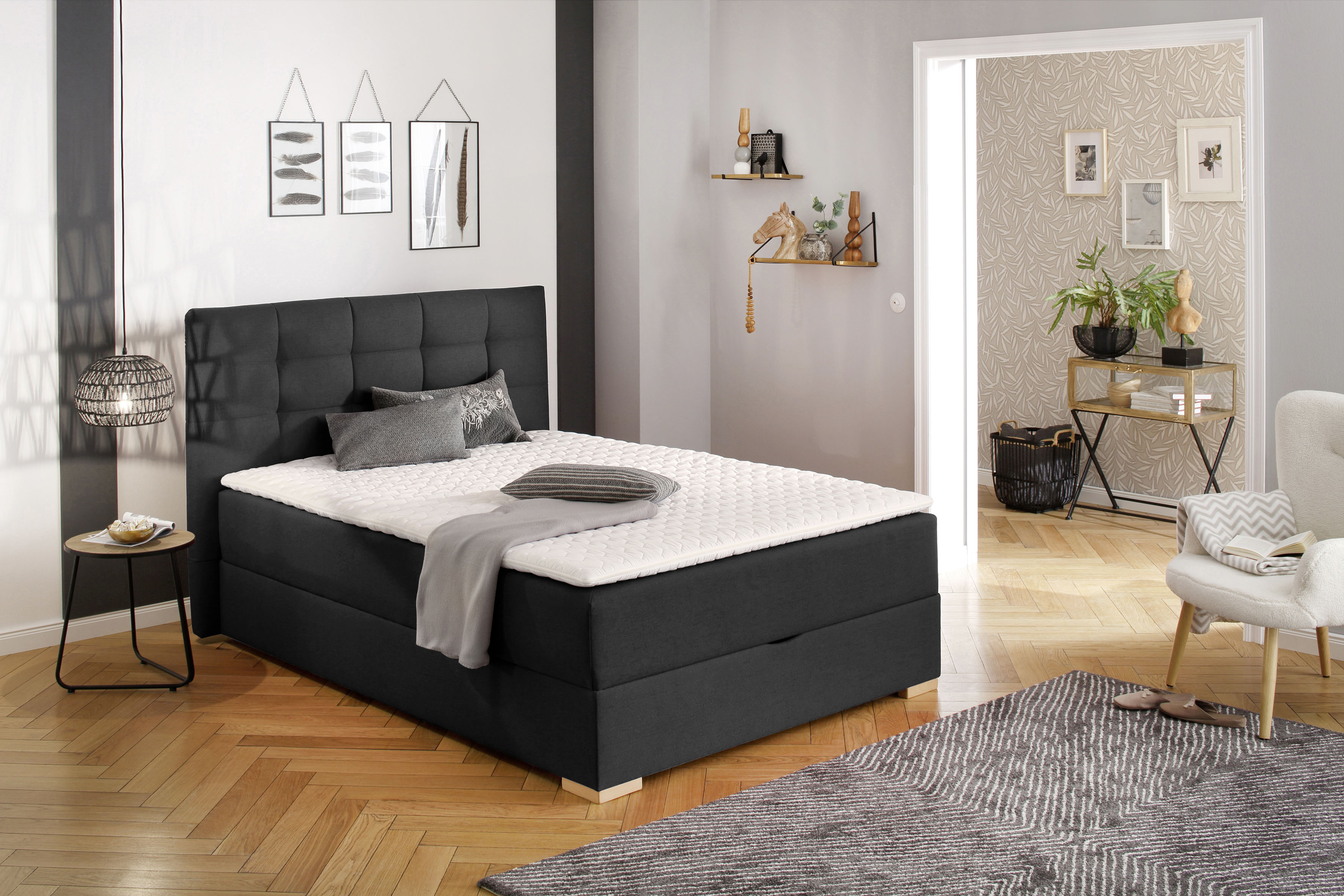 Home affaire Boxbett "Olivet mit Bettkasten" in 4 Farben, 4 Breiten, 2 Matratzenarten, auch in Überlänge 220 cm
