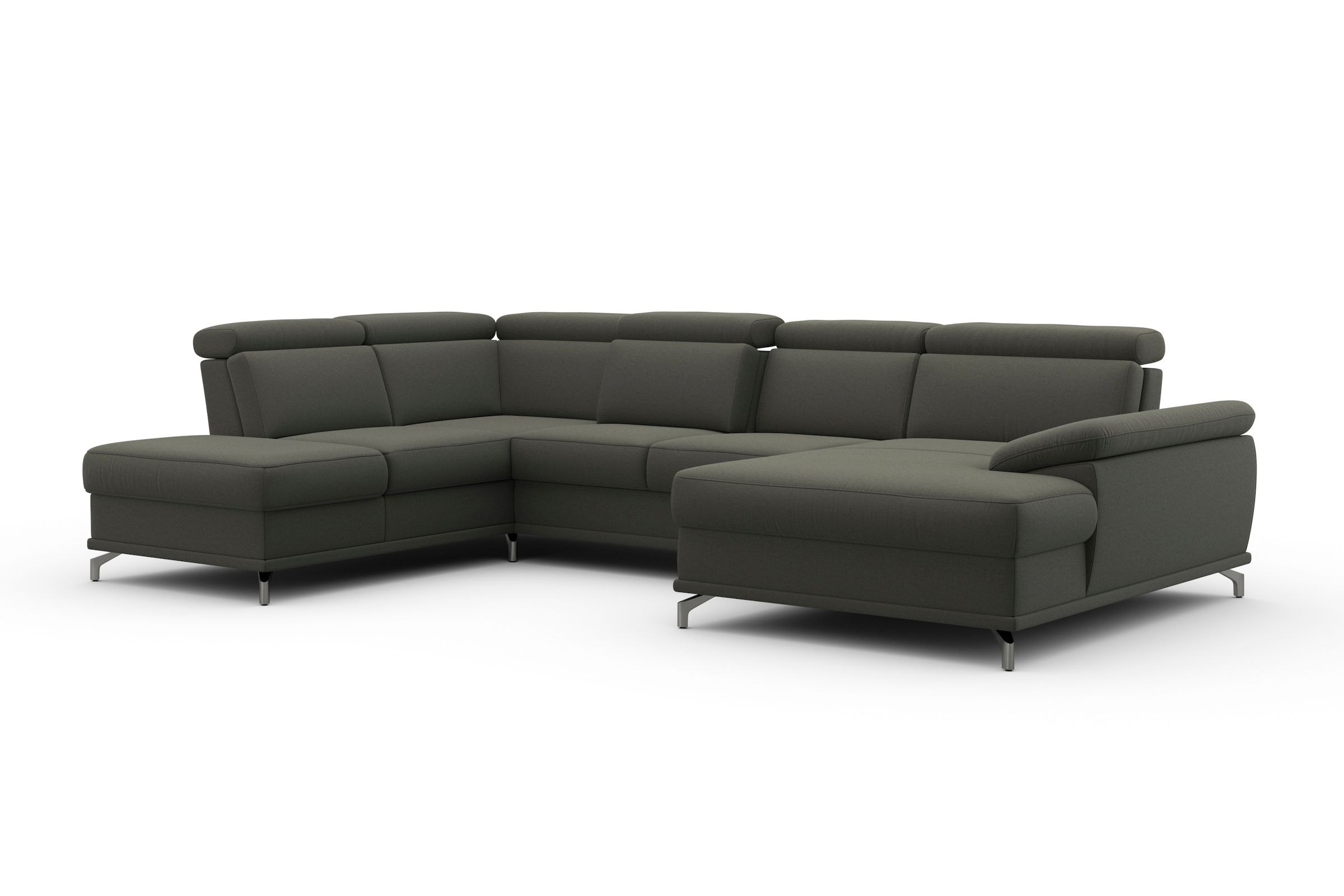 sit&more Wohnlandschaft »Cabrio U-Form, mit Sitztiefenverstellung, Arm- und Kopfteilverstellung«, 3 Nierenkissen, Federkern, optional Bettfunktion und Stauraum