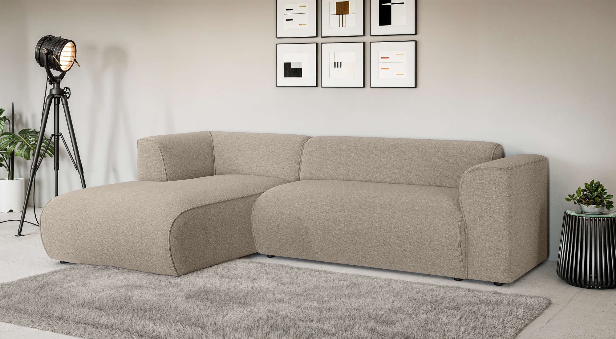 Ecksofa HOME AFFAIRE "GENTON L-Form (257 cm), zeitlos & stilvolles Design", beige, B:257cm H:78cm T:161cm, 100% Polyester, Sofas, Ecksofa, Aufwendig gepolstert, in Cord, Chenille und Struktur 8