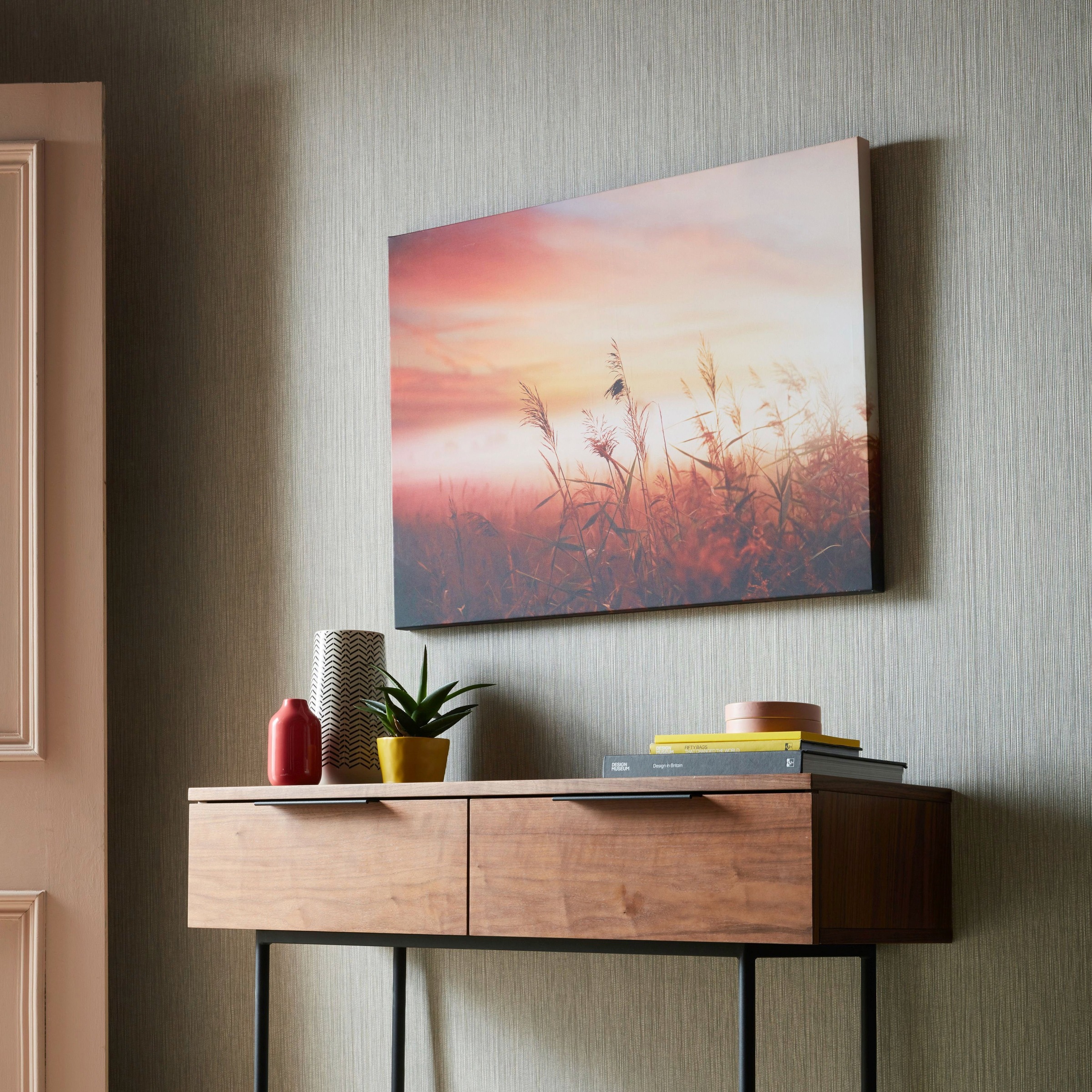 Art for the home Leinwandbild »Wiese im Sonnenaufgang«, Natur, mit Metallic-Effekt