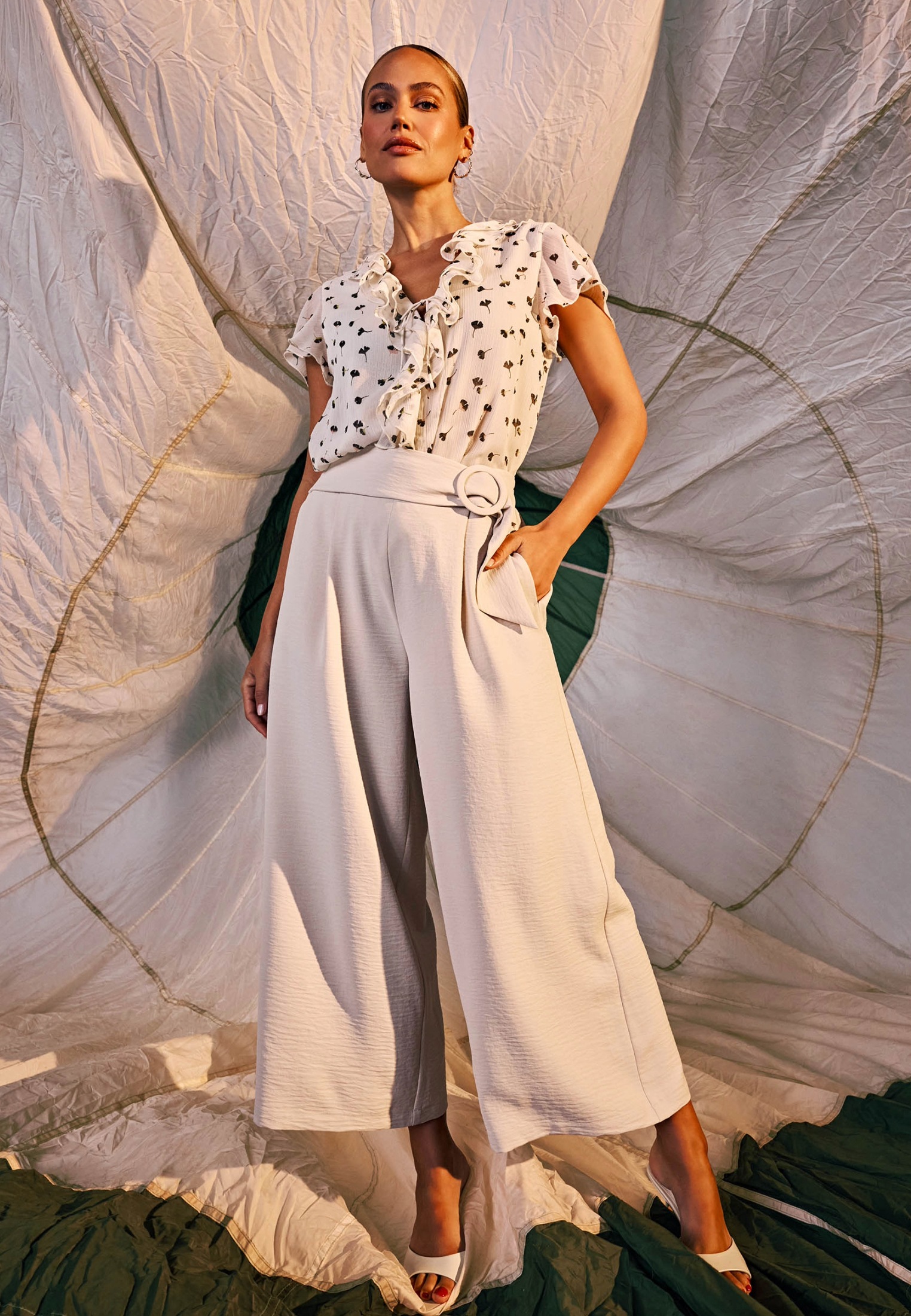 Zero Stoffhose »zero Hose mit weitem Bein und Gürtel 26 Inch«, Gürtel