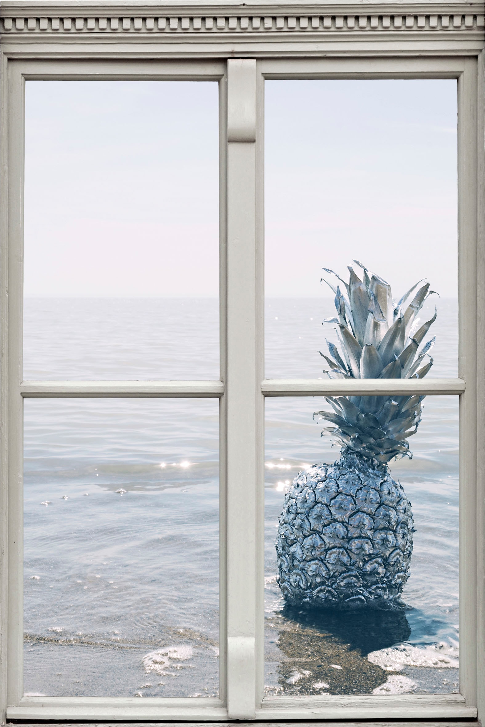 queence Wandsticker "Ananas", Wandsticker, Wandbild, selbstklebend, 3D, Fenster