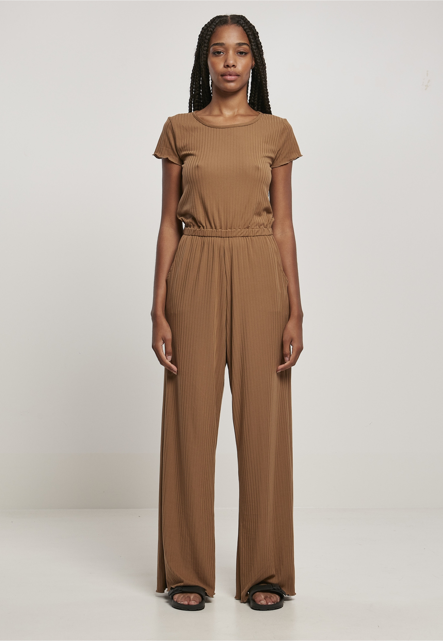 URBAN CLASSICS Jumpsuit »Urban Classics Damen Ladies Rib Wid Leg Jumpsuit« 1 Stk.