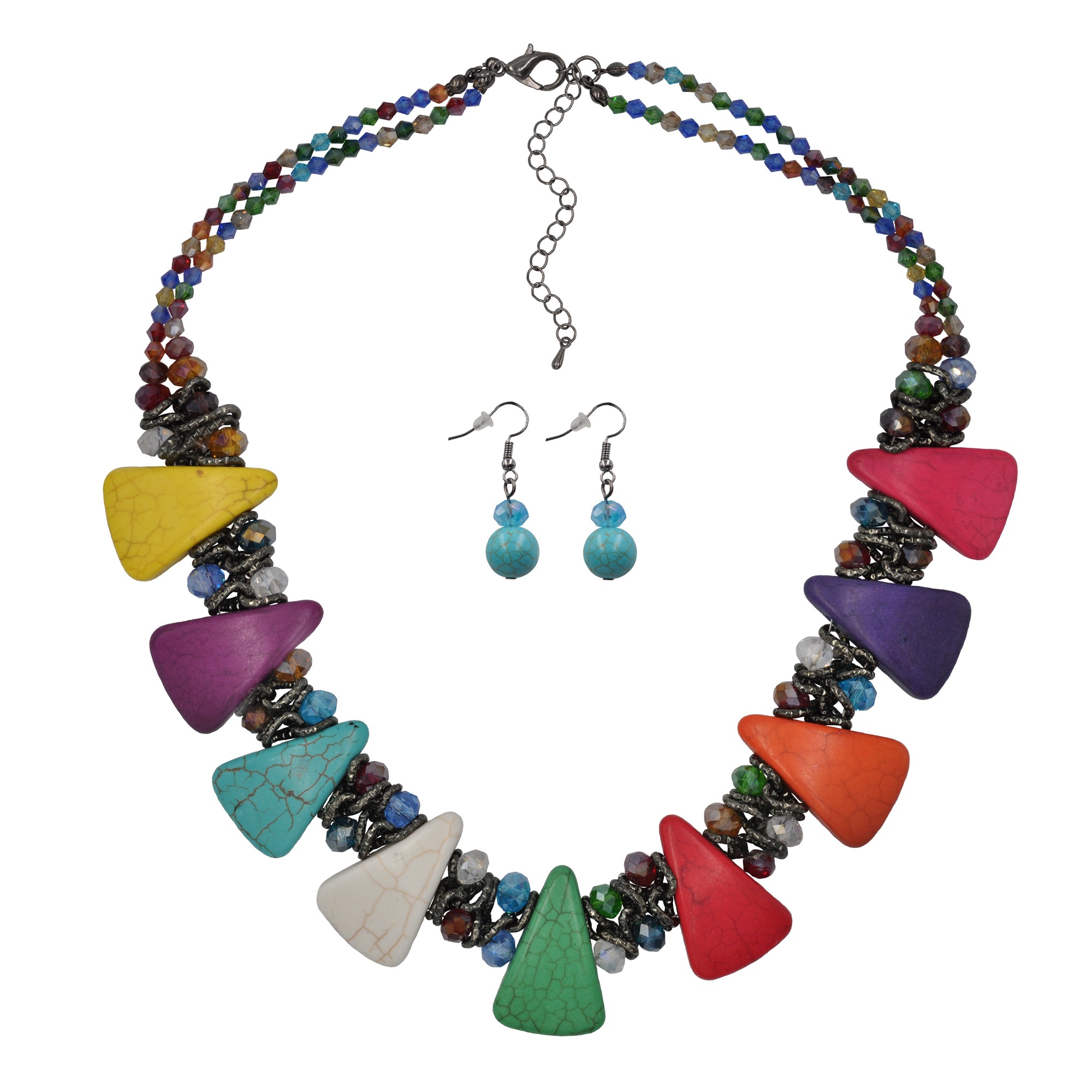 Steuer Paar Ohrhänger »Set aus Collier und Ohrhaken multicolor«