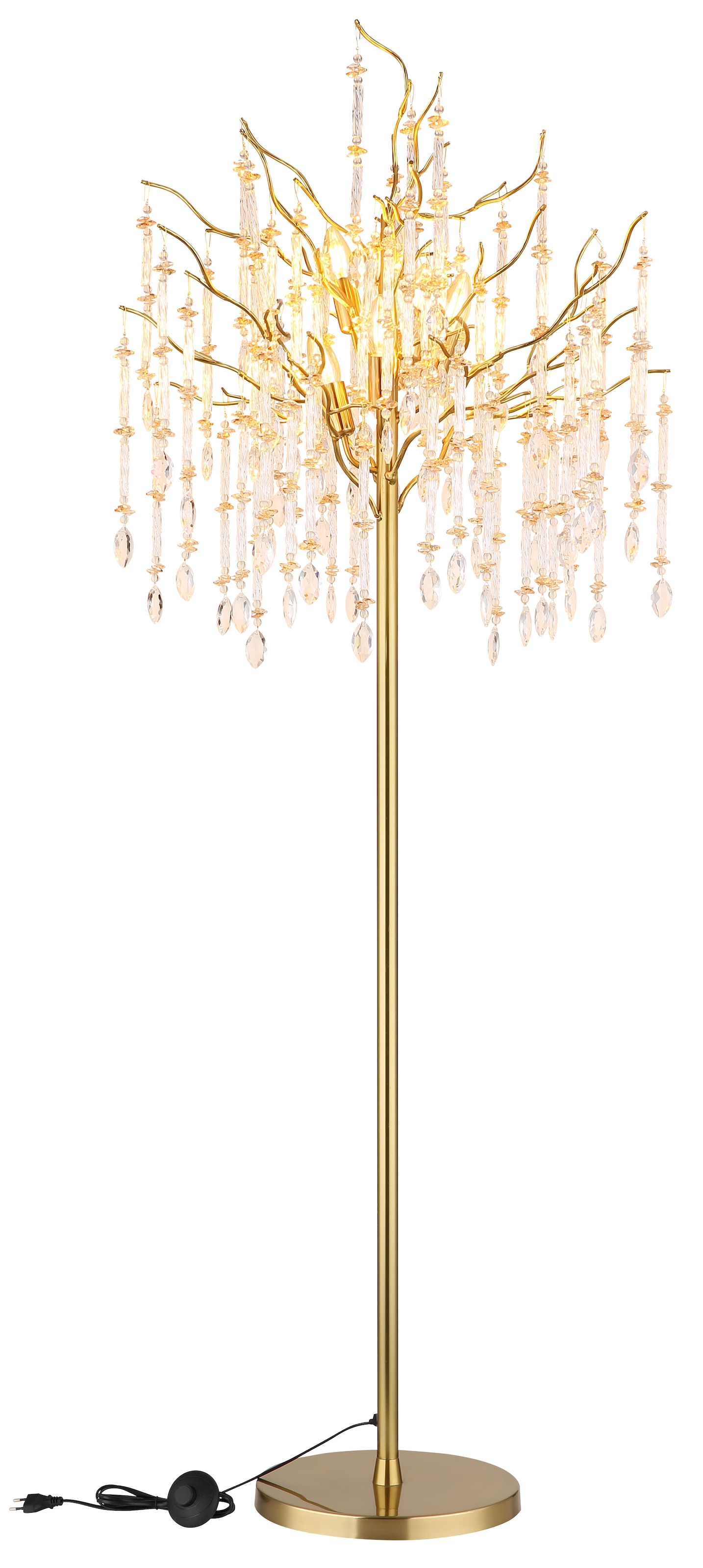 GLOBO LIGHTING Stehlampe »GLORIA« E14 1 Stk. Stehlampe in Gold matt mit warmem Kristalllicht