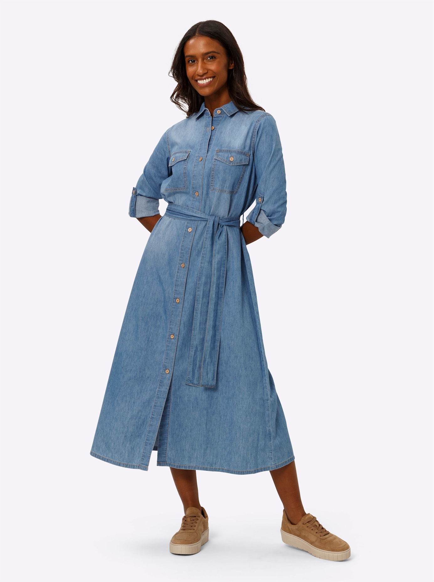 heine Jeanskleid "Jeans-Kleid" Brusttasche günstig online kaufen