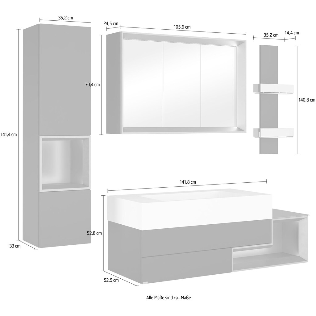 hülsta Badmöbel-Set »Tetrim«, (Set, 4 St.), Breite 210,8 cm. Liefer- und Montageservice durch hülsta Monteure