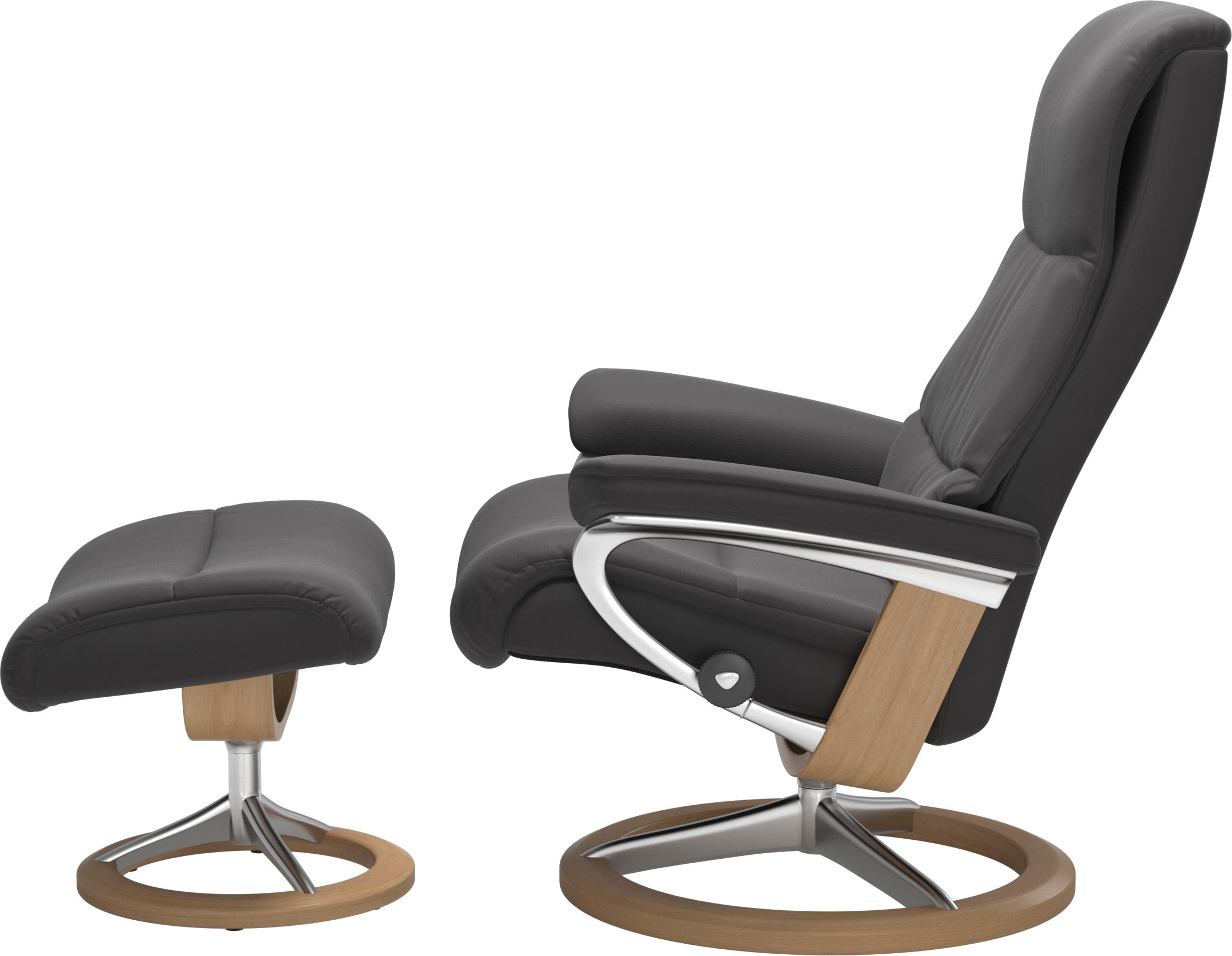 Stressless® Relaxsessel »View«, (Set, Relaxsessel mit Hocker), mit Signature Base, Größe S,Gestell Eiche