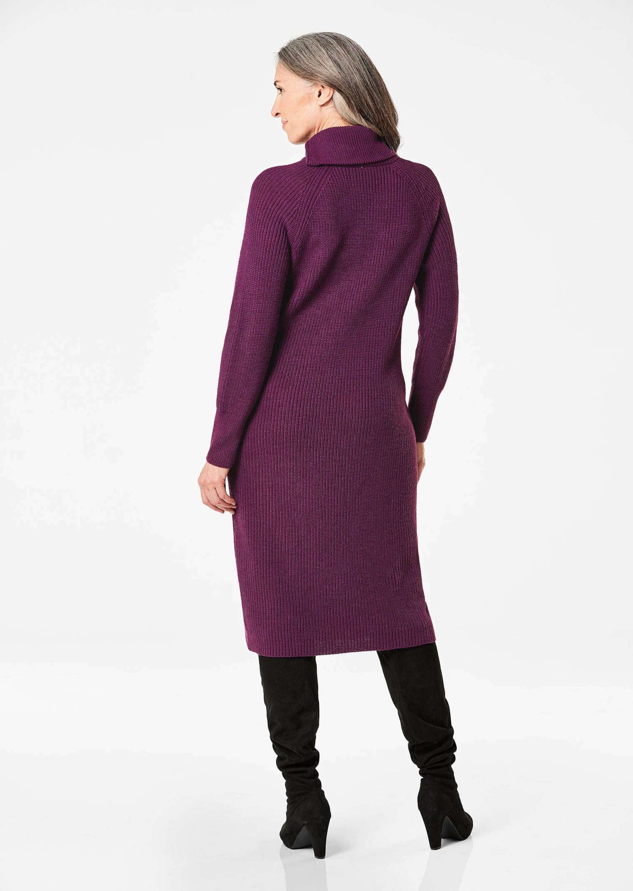 GOLDNER Strickkleid »Strickkleid Strickkleid mit raffiniertem asymmetrischem Kragen«