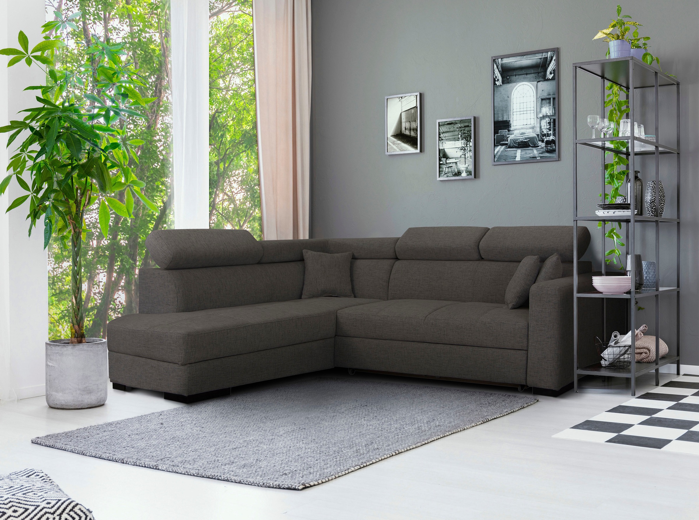 Home affaire Ecksofa »Tulio L-Form«, wahlweise mit Bettfunktion und Bettkasten, incl. 3 Zierkissen