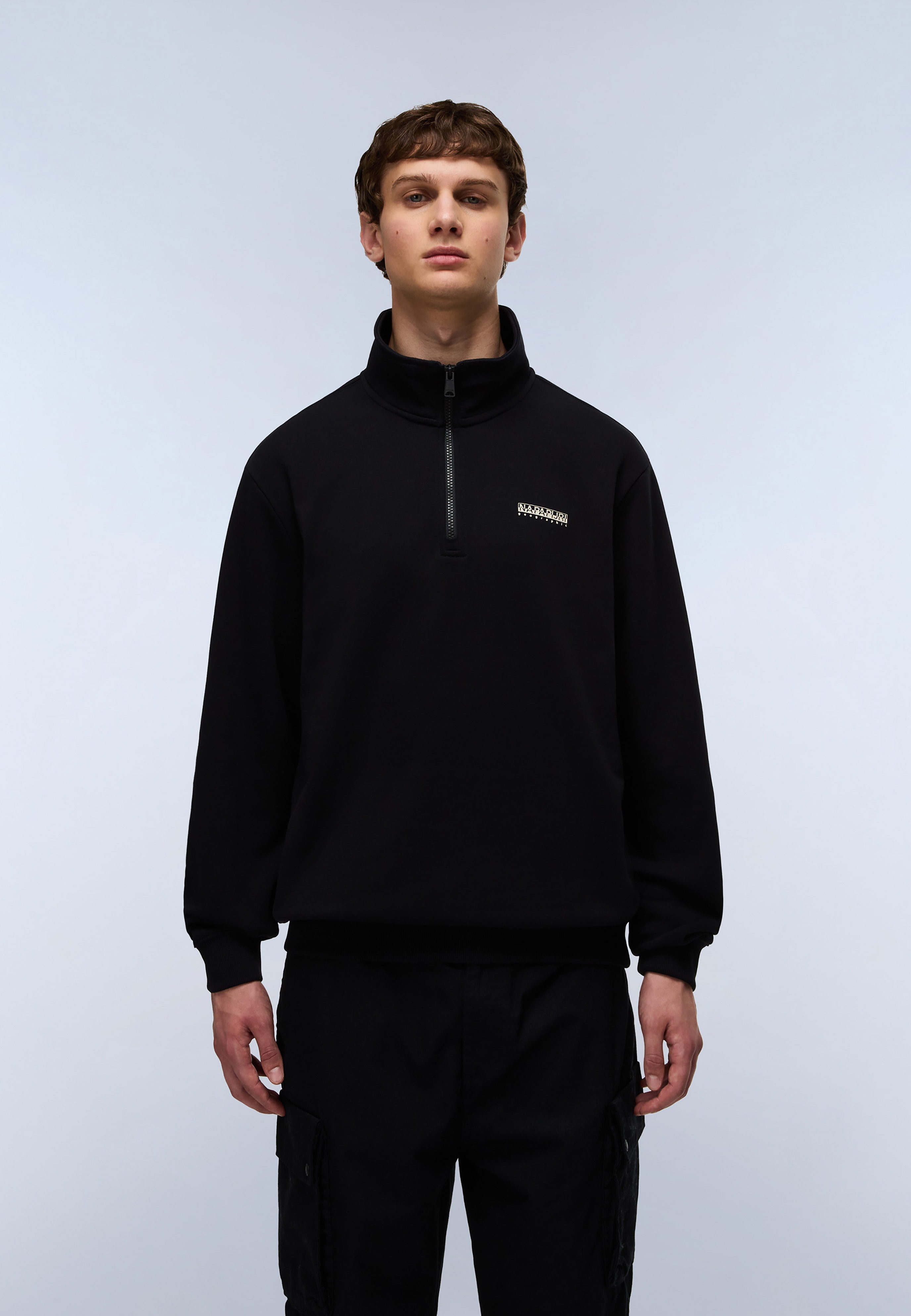 Napapijri Sweatshirt, mit Stehkragen, unifarben, aus Baumwolle, auch in großen Größen