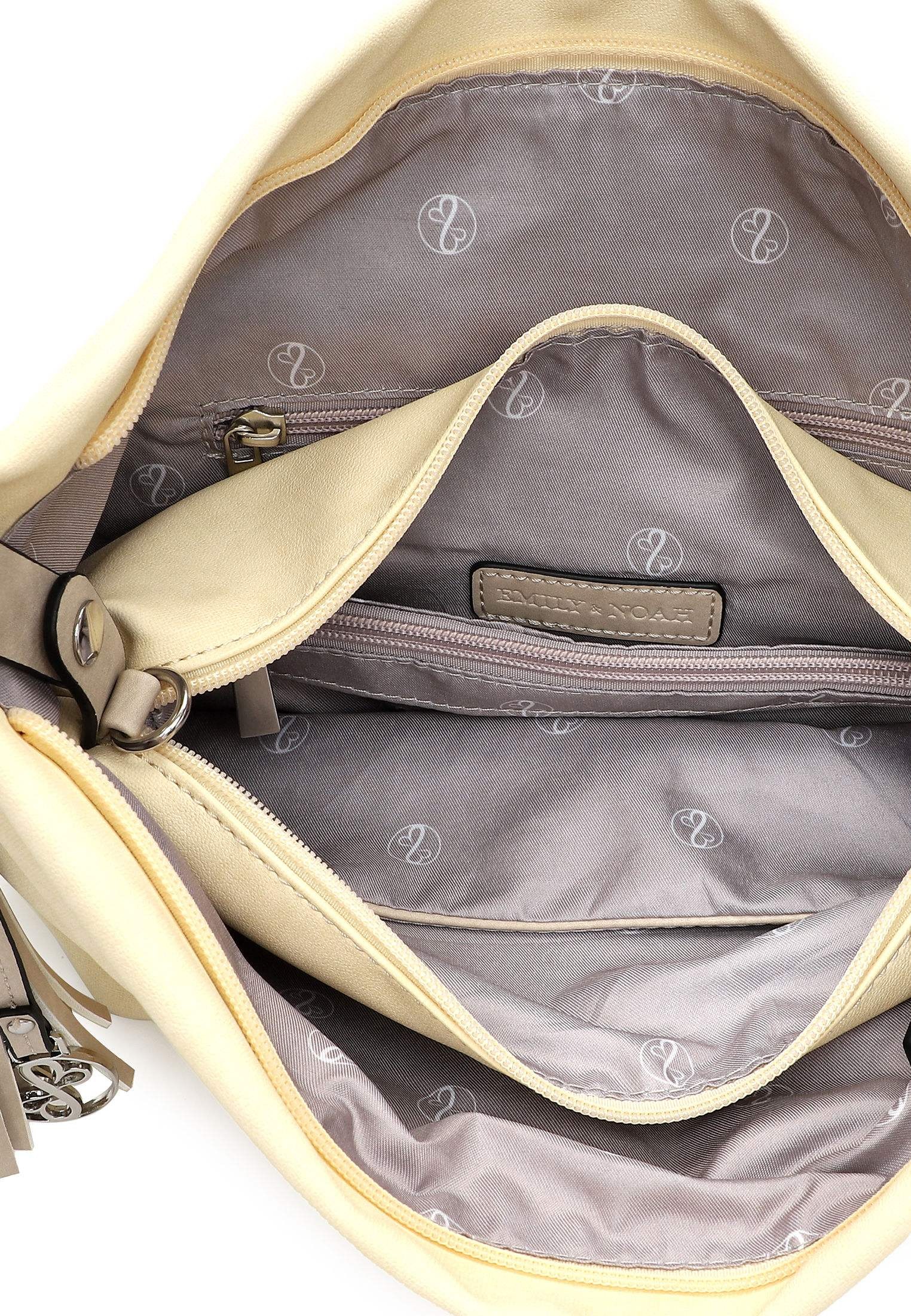 Beuteltasche EMILY & NOAH "Beutel E&N Elke", Damen, Gr. B/H/T: 36cm x 28cm x 14cm 0, gelb (lightgelb 431), Polyurethan, Taschen Beuteltasche 3