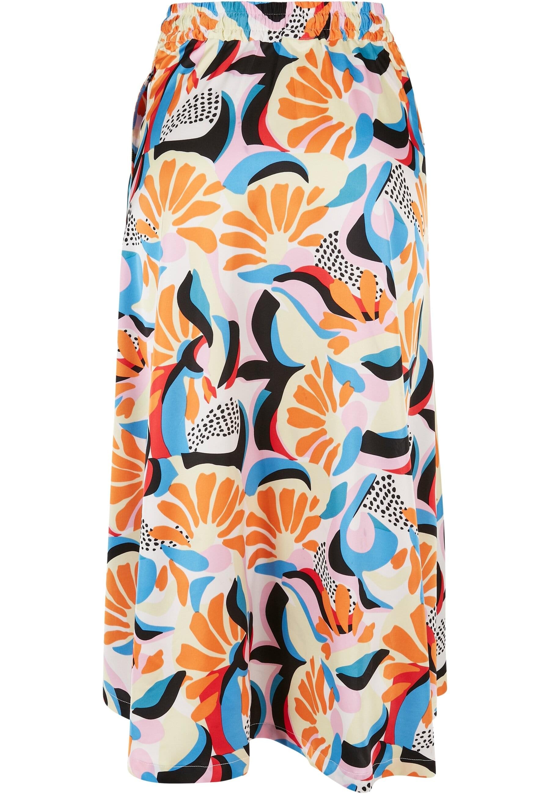 URBAN CLASSICS Jerseyrock "Urban Classics Damen Ladies AOP Satin Midi Skirt günstig online kaufen