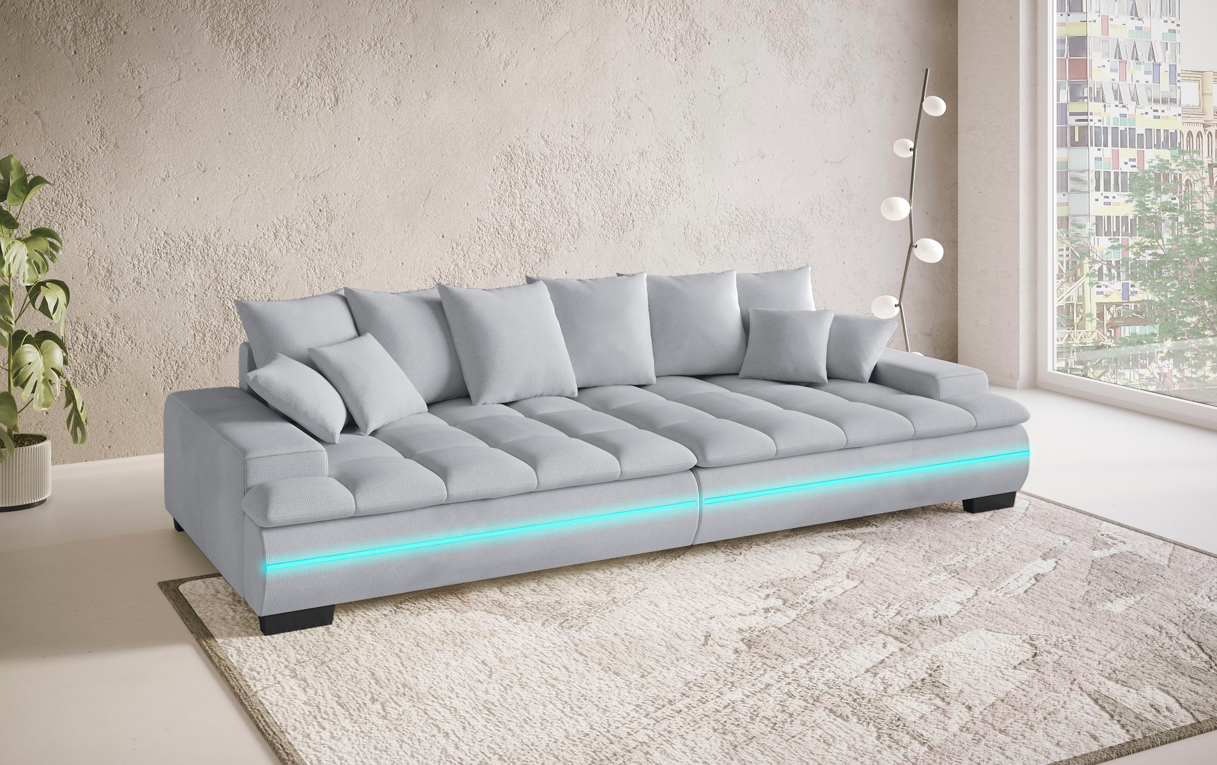 Mr. Couch Big-Sofa »Haiti II RGB-LED«, RGB-LED Beleuchtung, mit Handwerklich gearbeiteter Komfort-Steppung