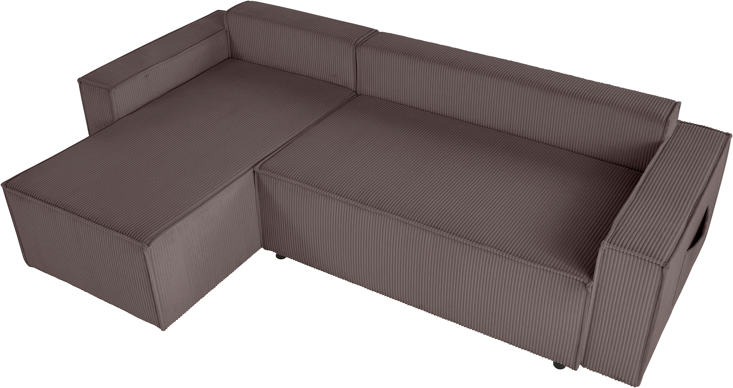 OTTO home Ecksofa »CASSI, 241cm, L-Form, Schlafsofa, Dauerschläfer, Boxspringfederung«, Schlaffunktion (133/200),Bettkasten, Recamiere links/rechts, Cord